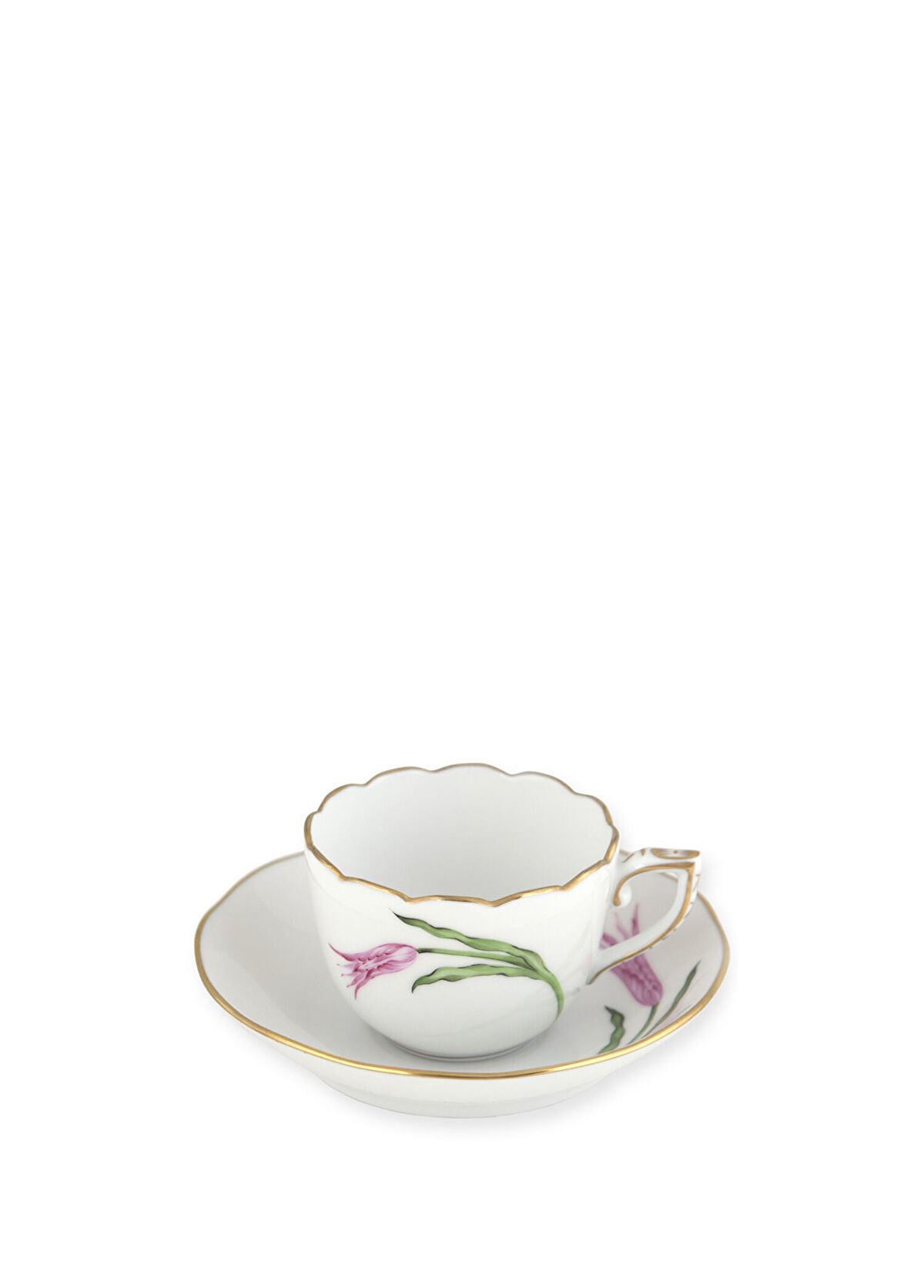 Herend Renkli Desenli Porselen Kahve Fincanı ve Tabağı - 1