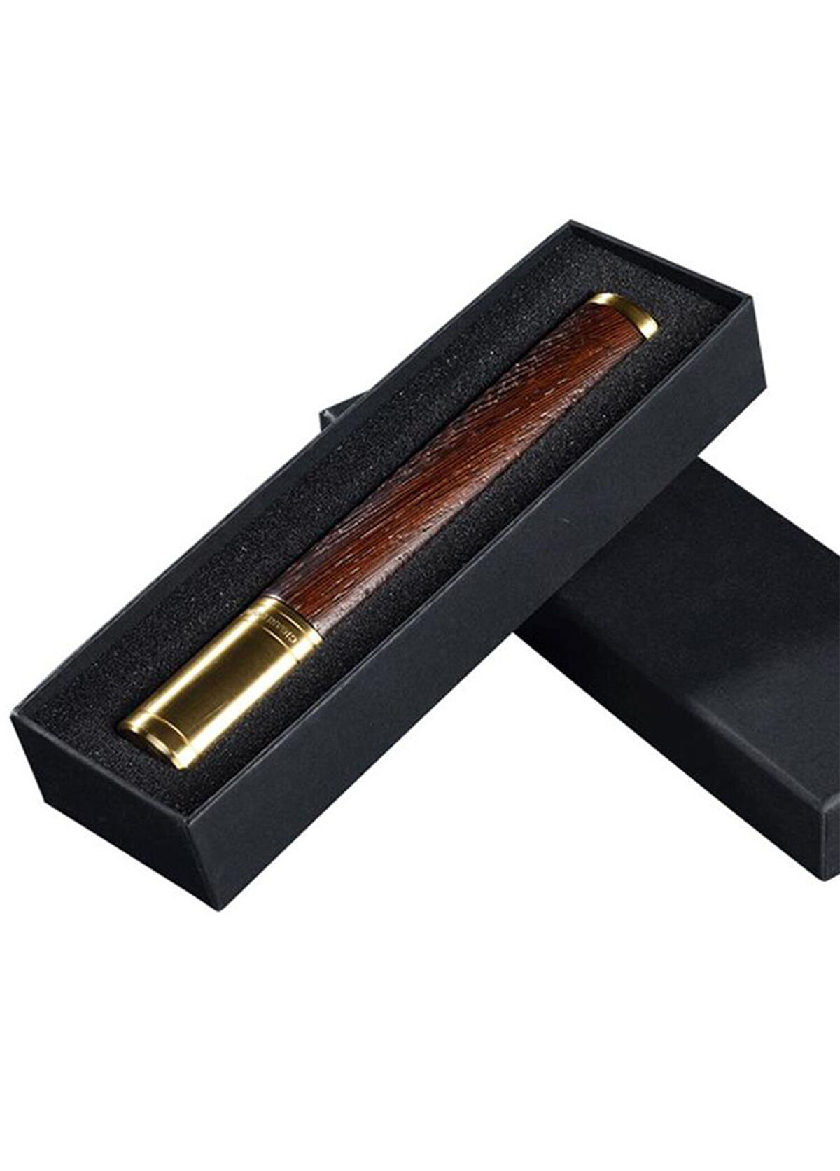 CigarLoong Coffee Gold Wooden Metal Single 60 Ring Cigar Case - 3