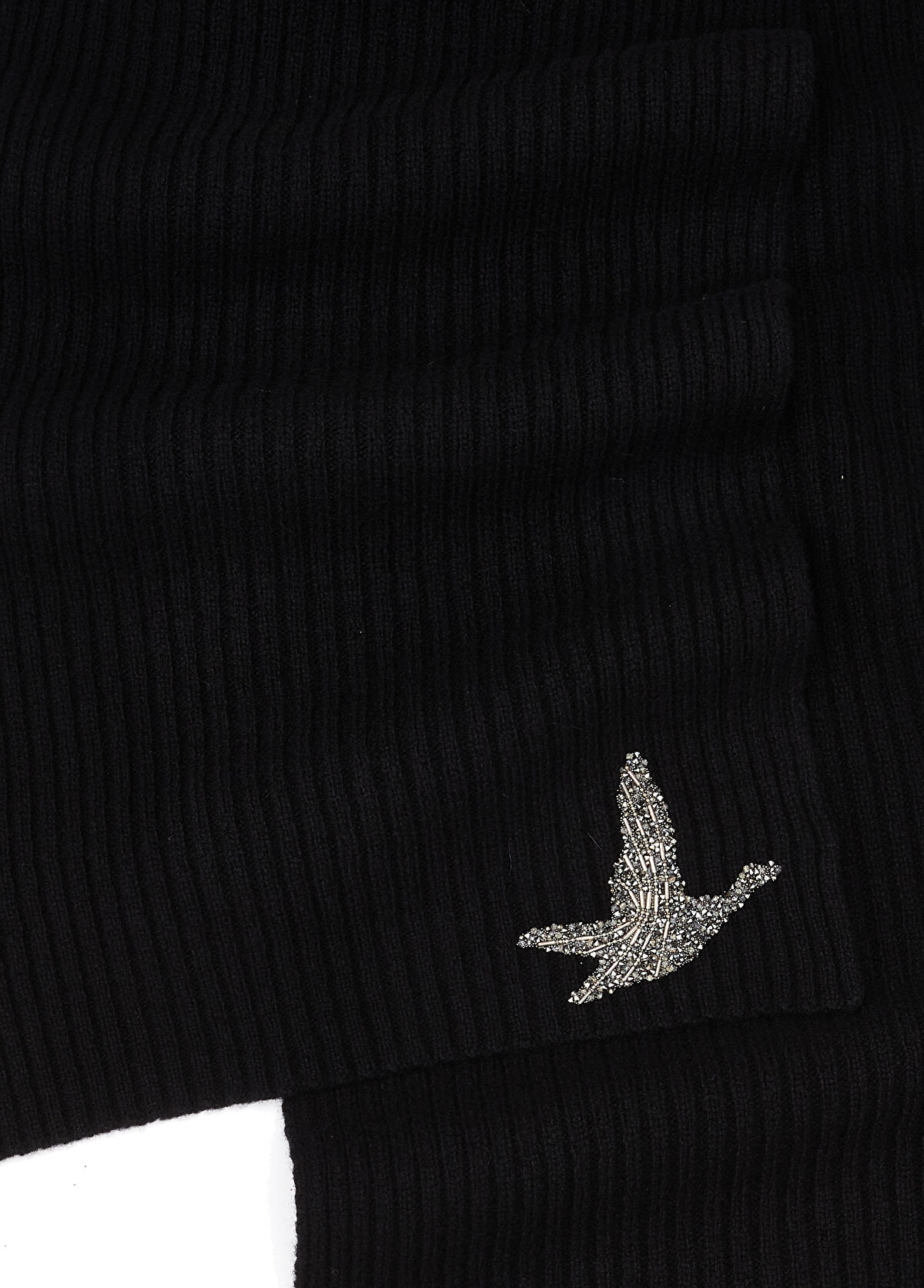 Beymen Club Black Rib Women's Wool Scarf - 3