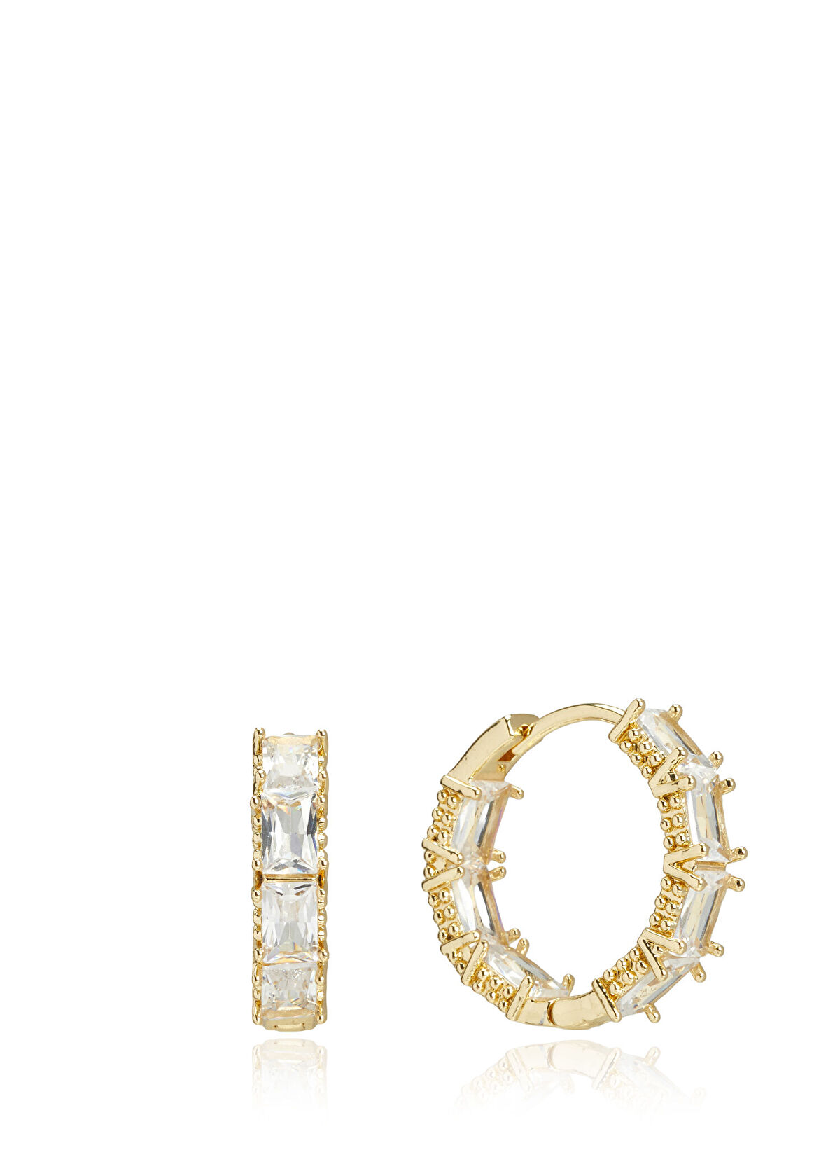 Beymen Club Women's Hoop Earrings With Stones - 3