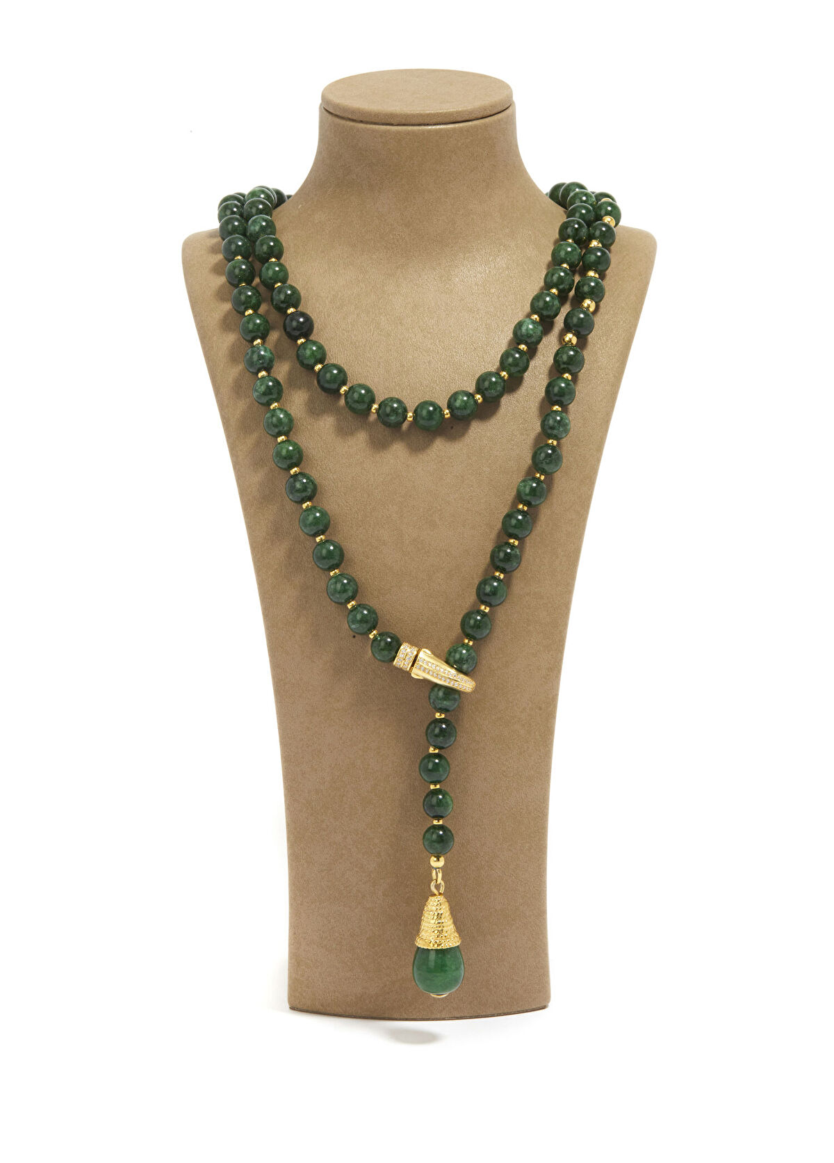 3C Takı Yeşil Jade Taşlı 925 Ayar Kadın Kravat Kolye - 3