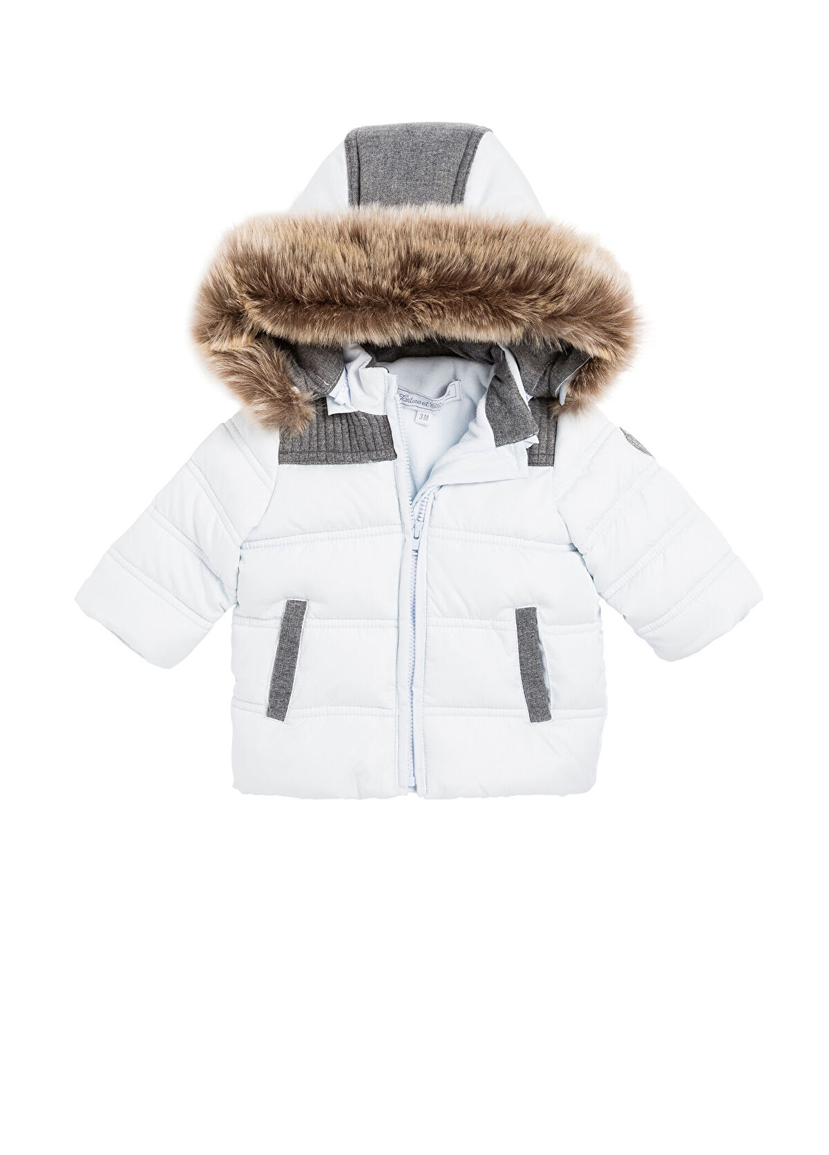 Tartine Et Chocolat Açık Mavi Kapüşonlu Erkek Bebek Mont - 1