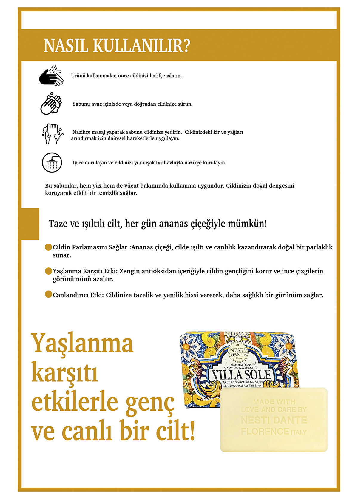 Nesti Dante Villa Sole Fiori D'ananas Dell'etna Aydınlatıcı & Yaşlanma Karşıtı & C Vitamini Katı Sabun 250 gr - 3