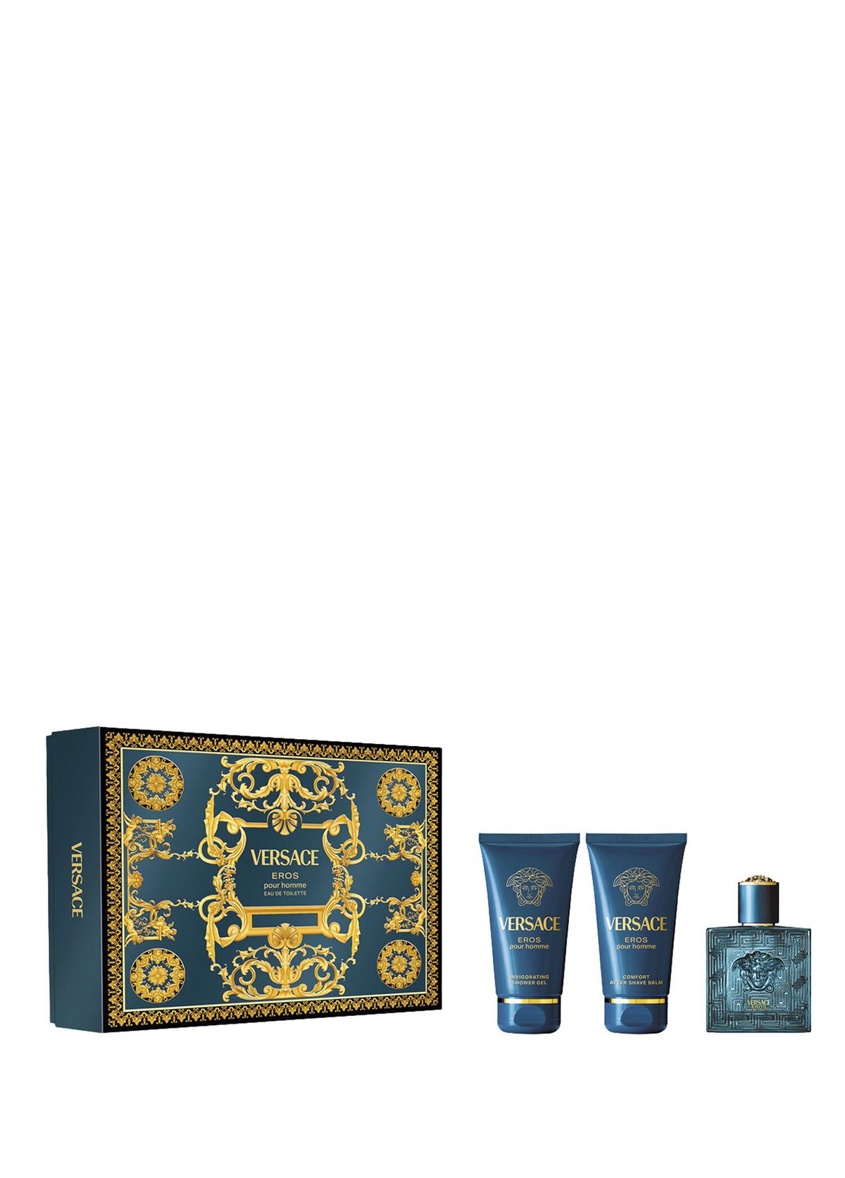 Versace Eros EDT 50 ml Perfume + Shower Gel 50 ml + Aftershave Balm 50 ml Men's Perfume Set - 1