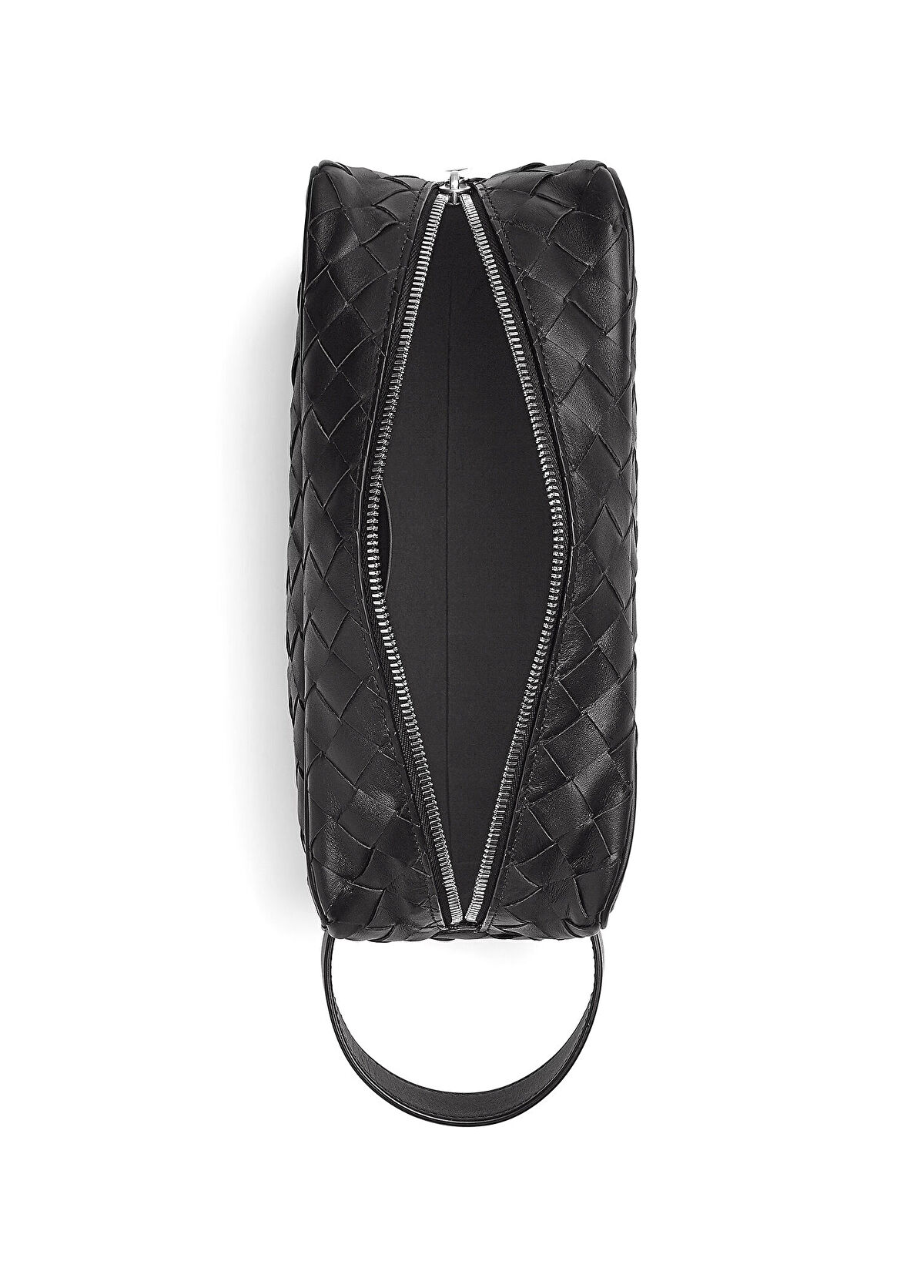 Siyah Örgü Dokulu Erkek Deri Tıraş Çantası - Görsel 5