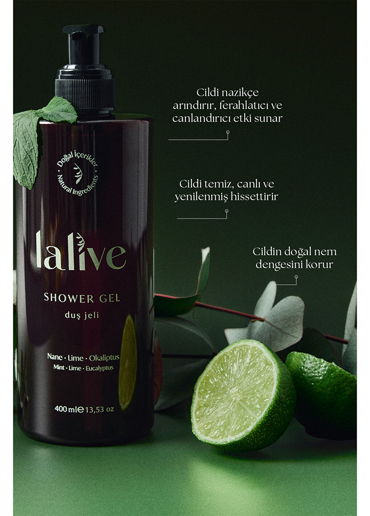 Lalive Lime Mint Eucalyptus Natural Shower Gel 400 ml - 3