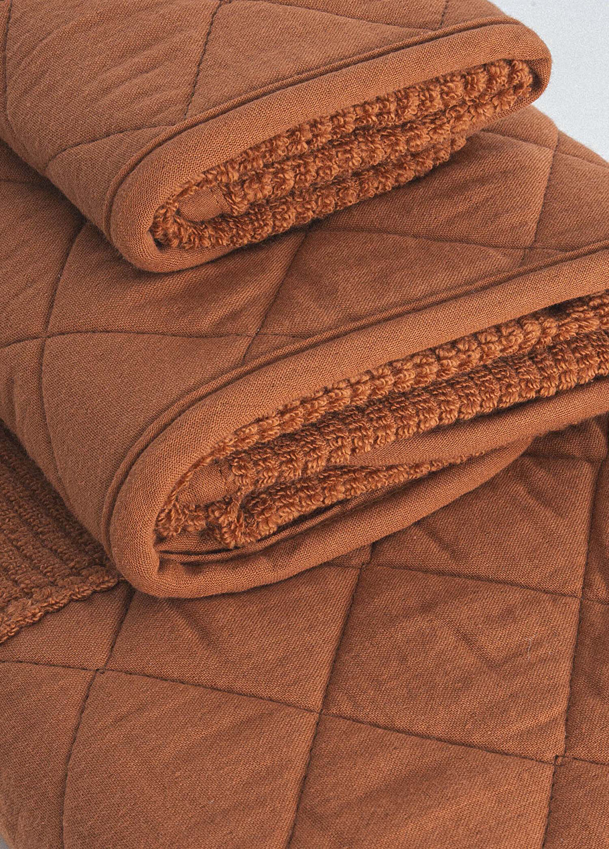 Ecocotton Hüma Terra Quilted Cotton 3-Piece Bath Towel Set - 3