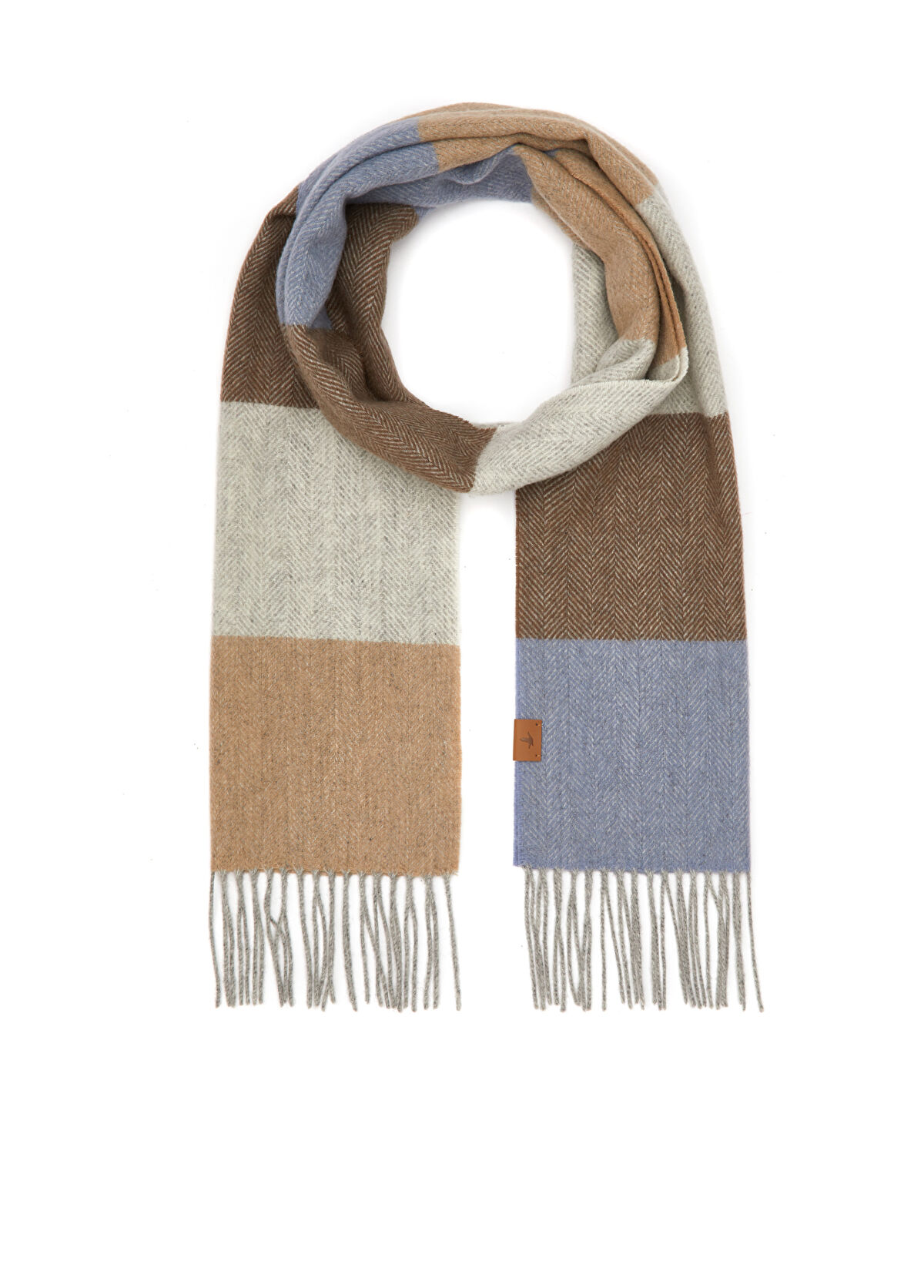 Beymen Club Beige Herringbone Patterned Men's Wool Scarf - 3