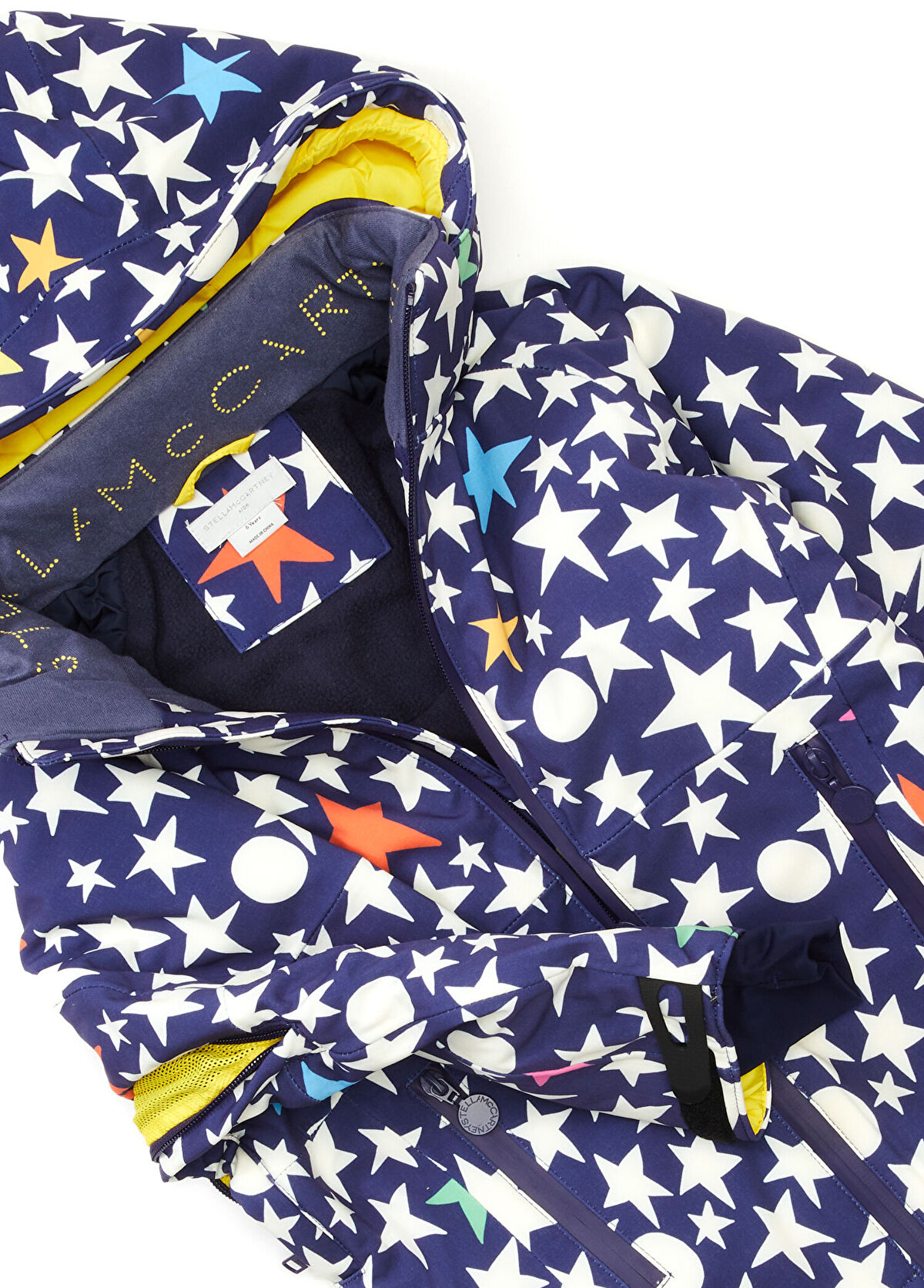 Çok Renkli Mavi Kapüşonlu Kız Çocuk Kayak Montu - Görsel 4