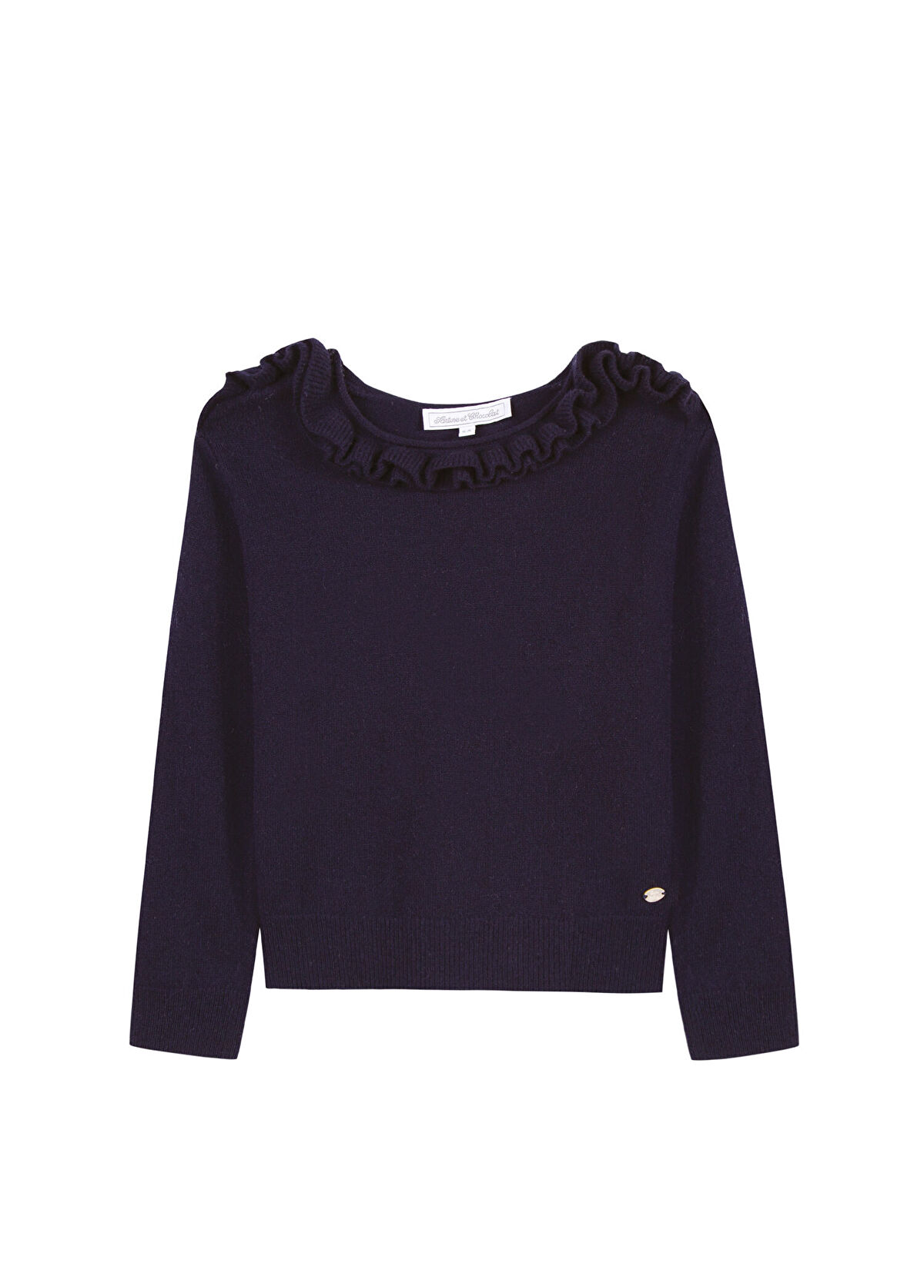 Tartine Et Chocolat Navy Blue Wool Collar Detailed Girl's Sweater - 1