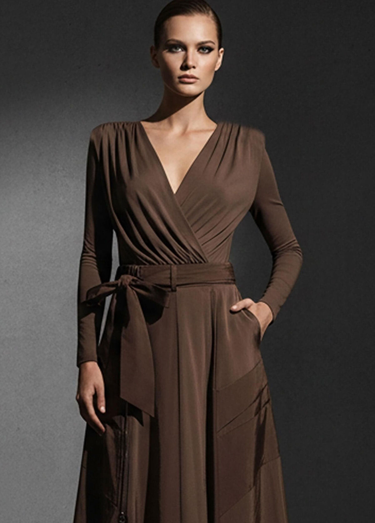 Rivus Brown Waist Belted Zippered Slit Detailed Pocket Women's Skirt - 3