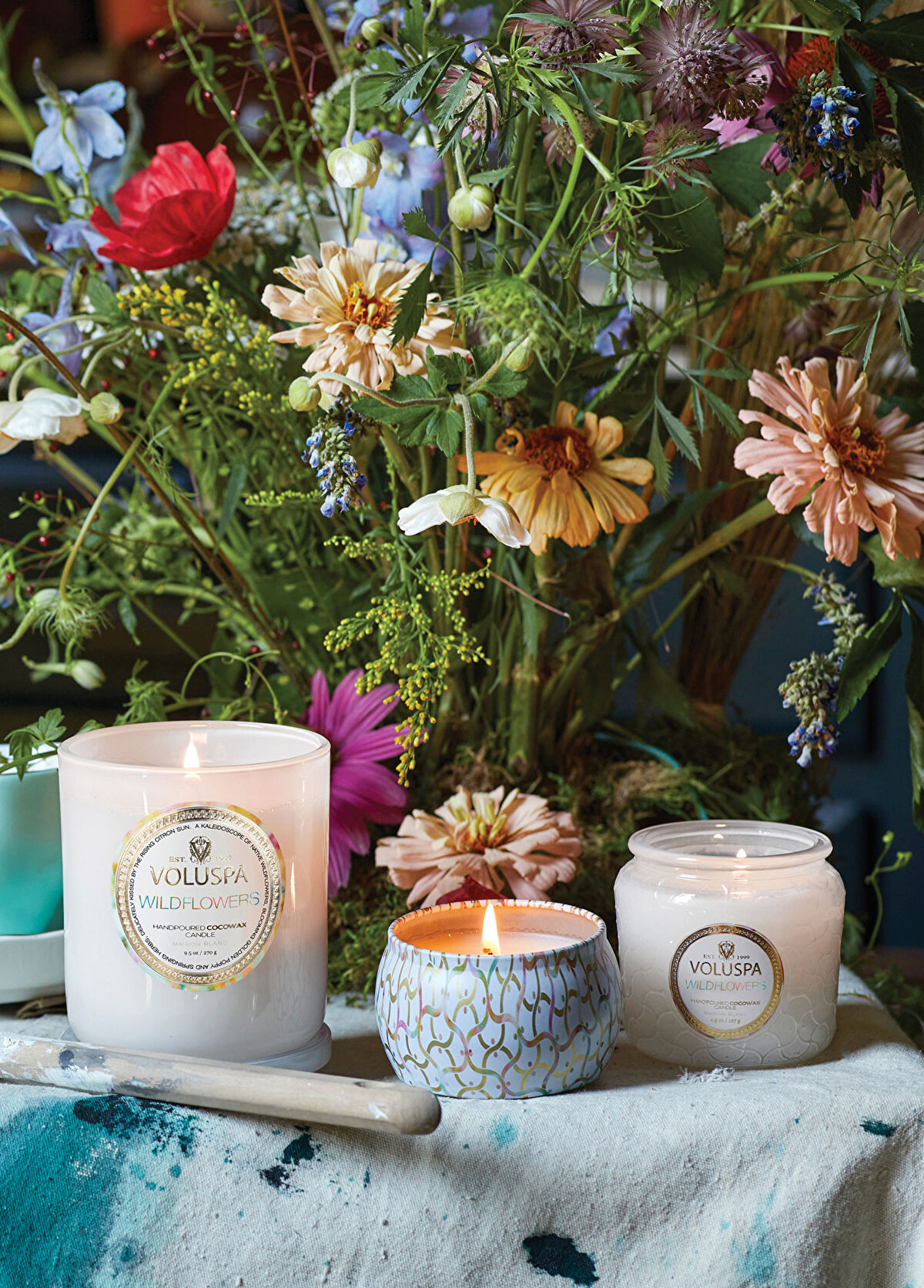 Voluspa Wildflowers Petite Jar Mum Beyaz