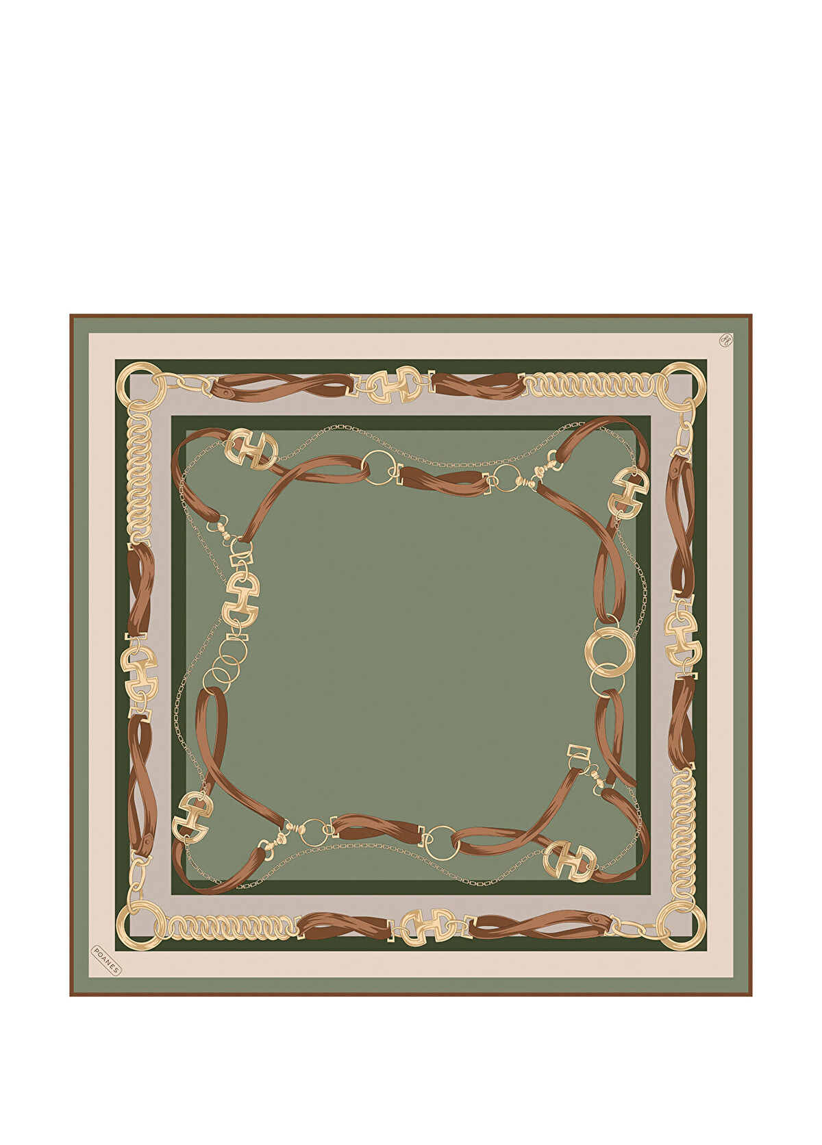 Poanes Belt Border Patterned Twill Silk Women's Scarf - 1