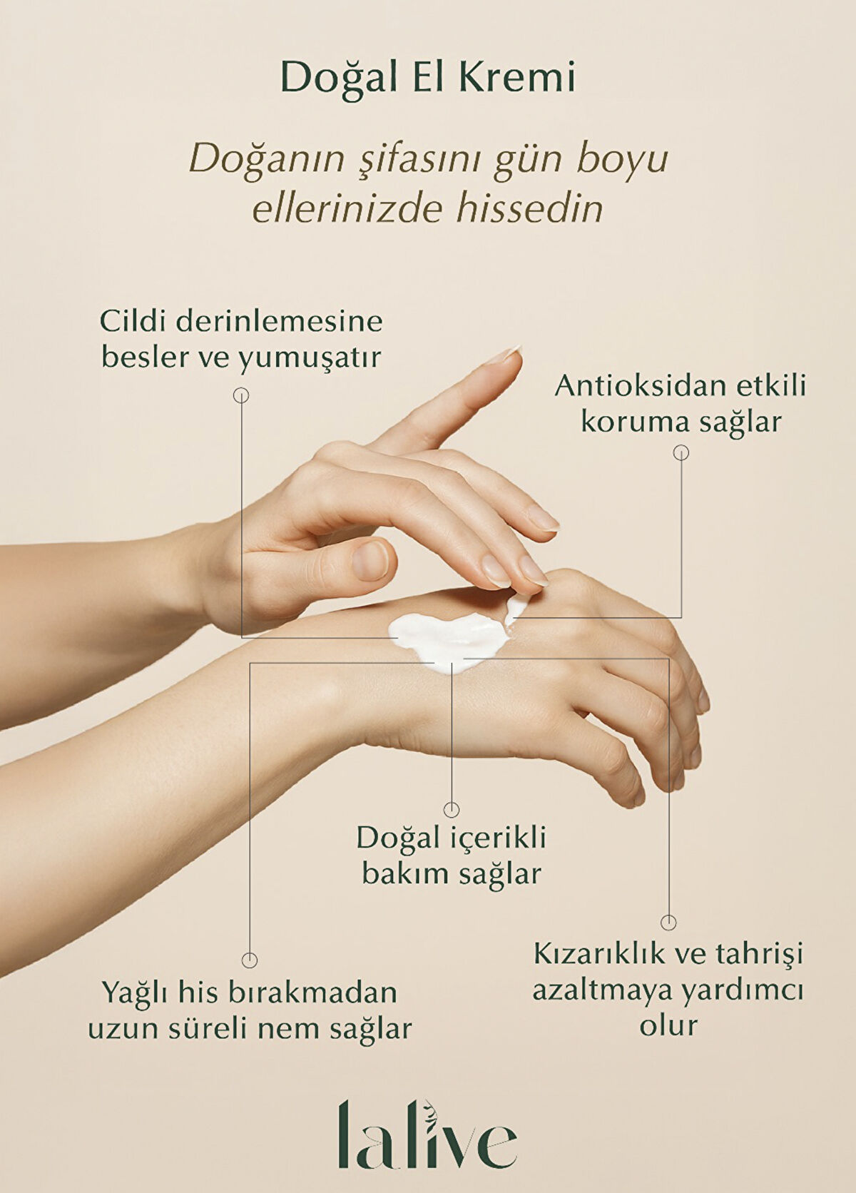 Lalive Doğal Yoğun Nemlendirici Shea ve Kakao Yağı Özlü B Vitaminli El Kremi - 3