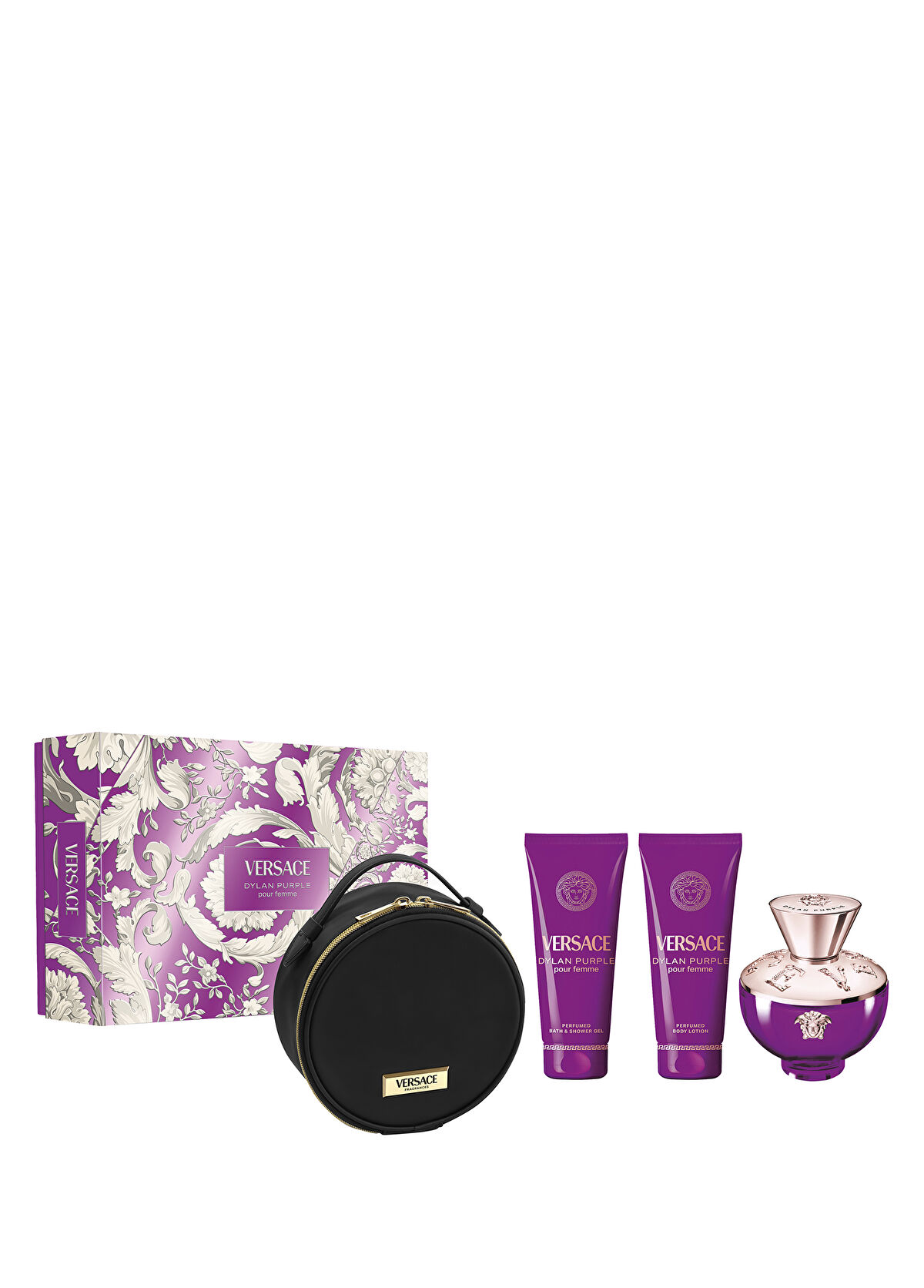 Versace Dylan Purple Parfüm 100 ml +  Duş Jeli 100 ml + Vücut Losyonu+Pouch 100 ml EDP Kadın Parfüm Seti  - 1