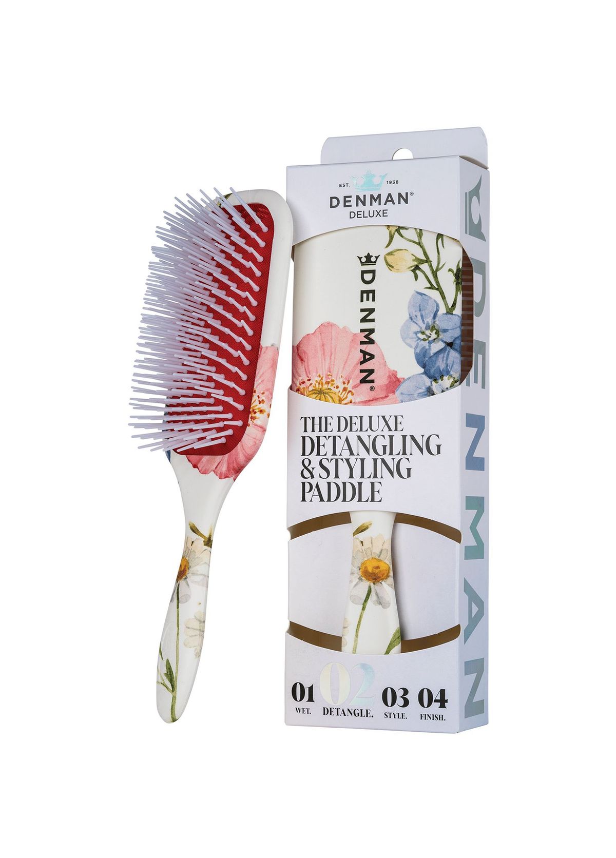 Denman D38 Detangling & Styling Paddle Floral Fantasies Hair Brush - 3