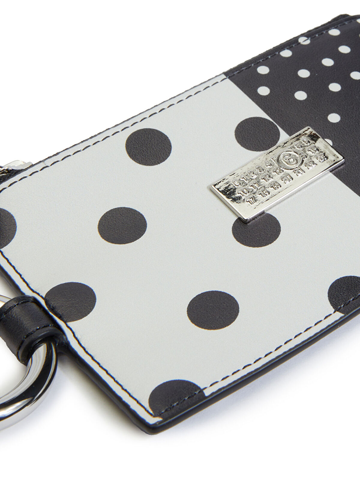 MM6 Maison Margiela Siyah Beyaz Puantiyeli Kadın Deri Kartlık - 3