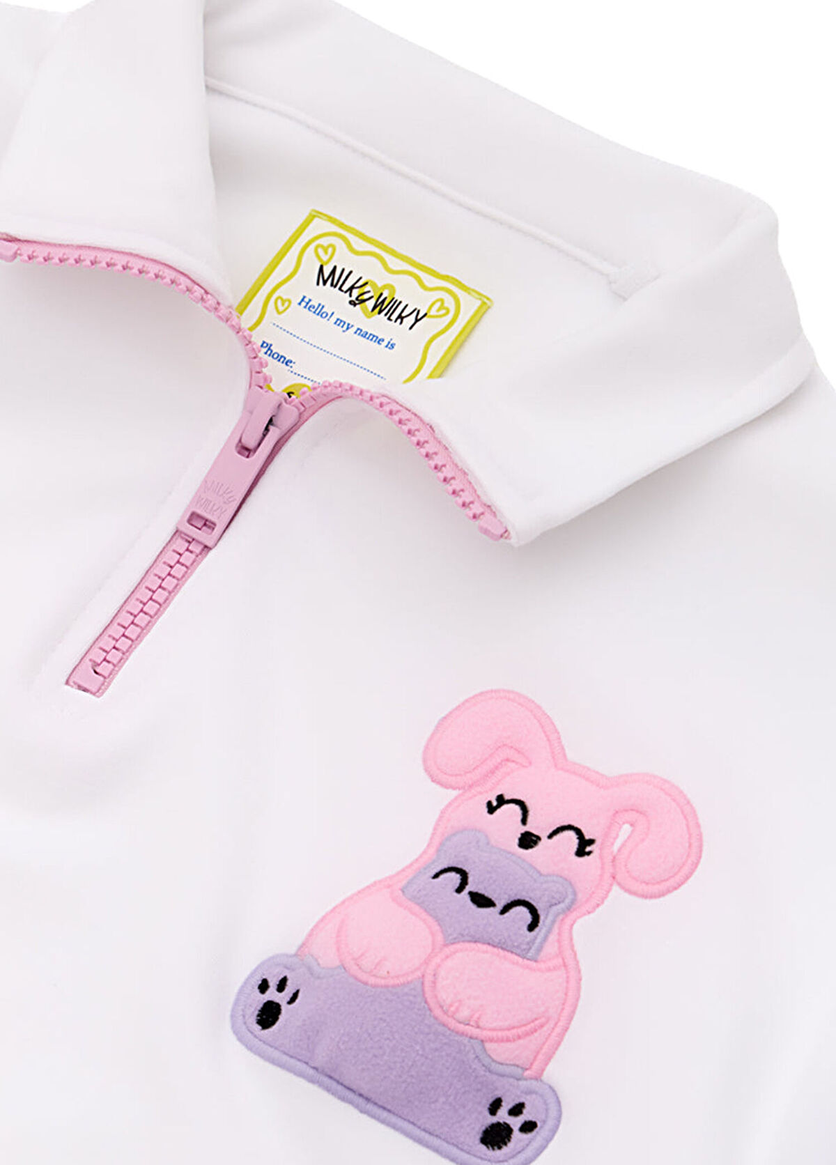 Milky Wilky Pembe Detaylı Dik Yaka Yarım Fermuarlı Kız Çocuk Sweatshirt - 3