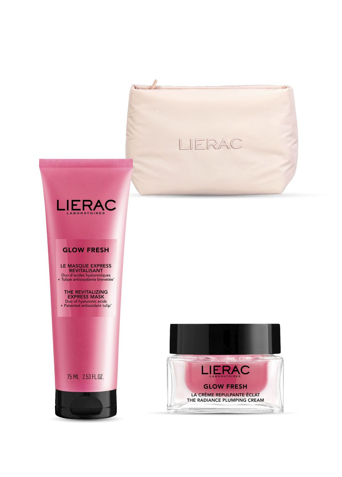 Lierac Glow Fresh Revitalizing Face Mask 75 ml + Plumping Face Care Cream 50 ml + Bag Skin Care Set - 1