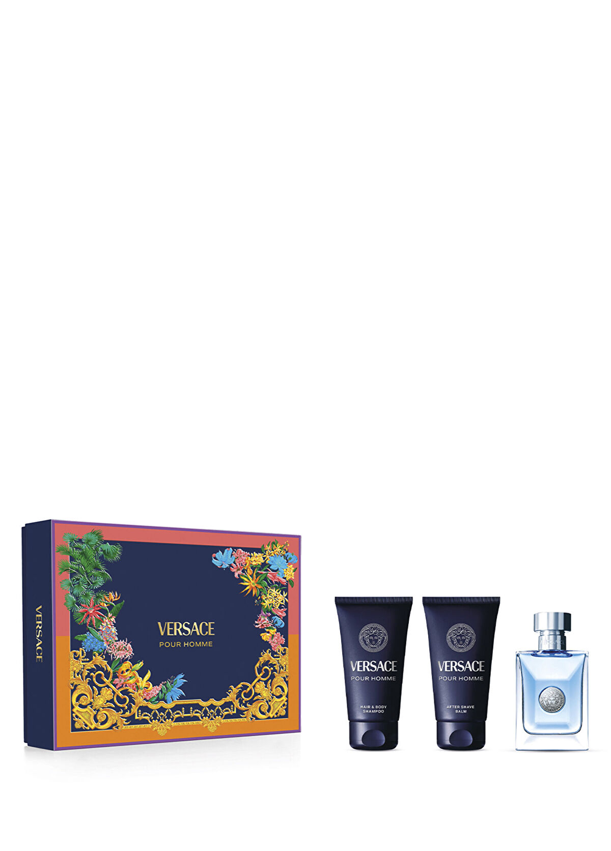 Versace Pour Homme EDT Perfume 50 ml + Hair and Body Shampoo 50 ml + After Shave Balm 50 ml Men's Perfume Set - 1