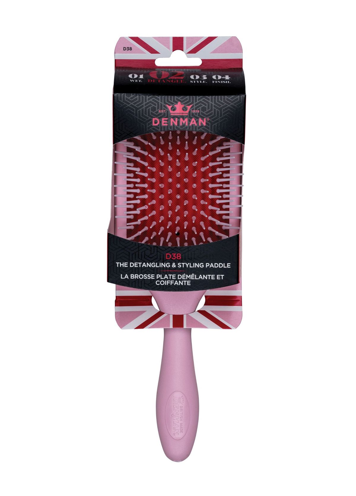 Denman D38 Detangling & Styling Paddle Pink Crush Hair Brush - 3
