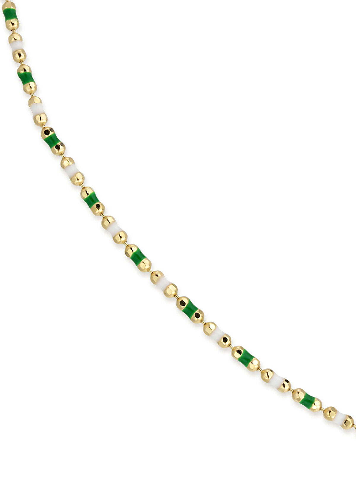 Nev Jewellery Golf Yeşil ve Beyaz Mineli 14 Ayar Sarı Altın Kadın Kolye - 3