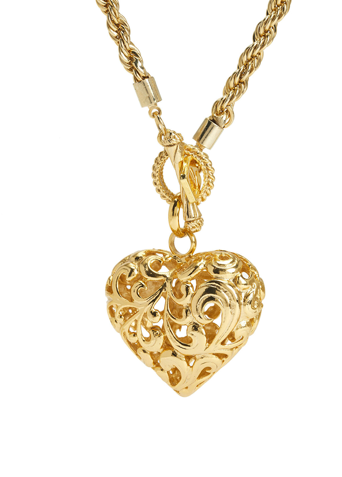 Beymen Club Gold Embroidered Big Heart Women's Long Necklace - 3
