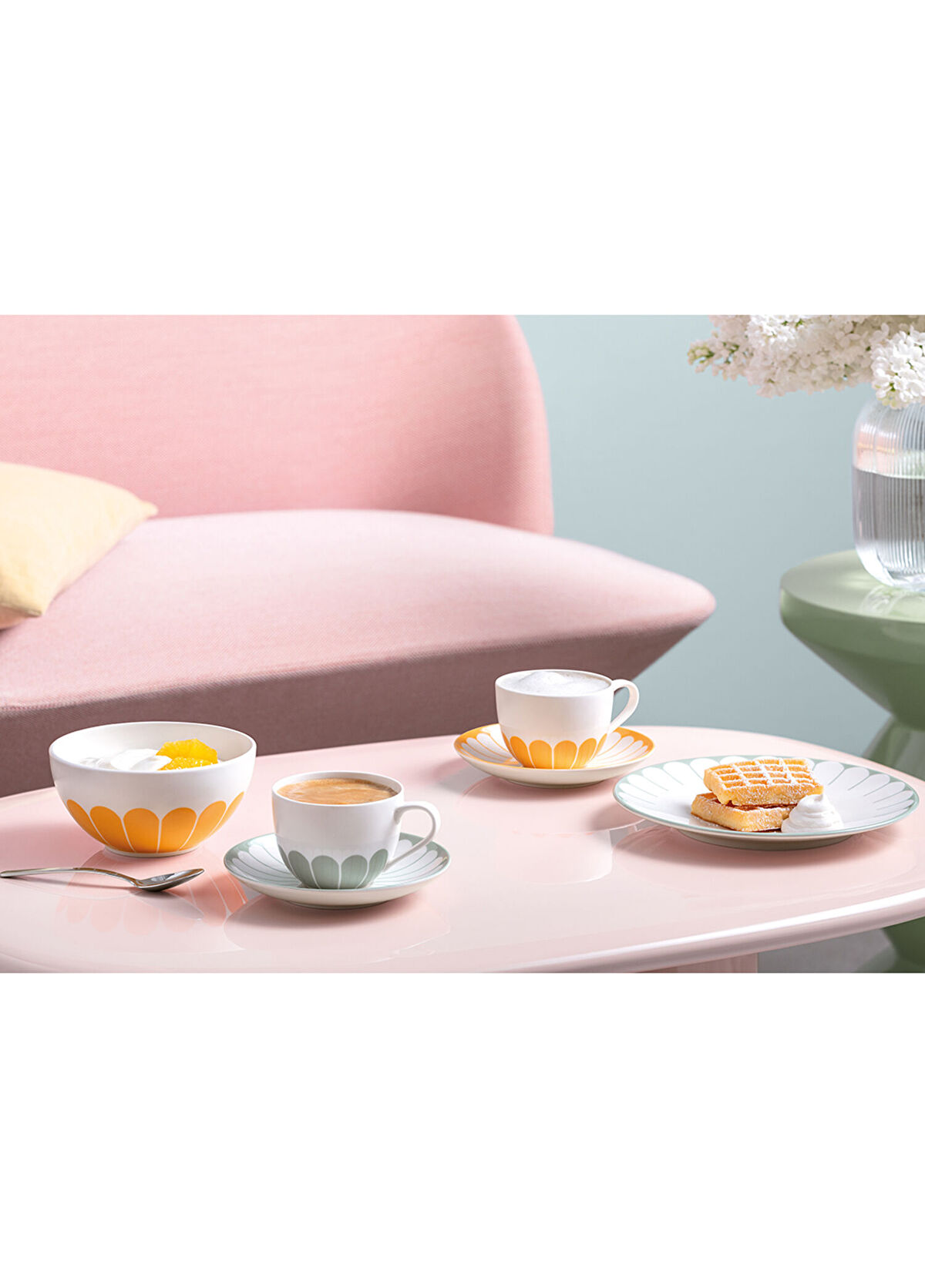 Villeroy & Boch Fleur Soleil Turuncu Porselen Kahve ve Çay Fincan Tabağı - 3