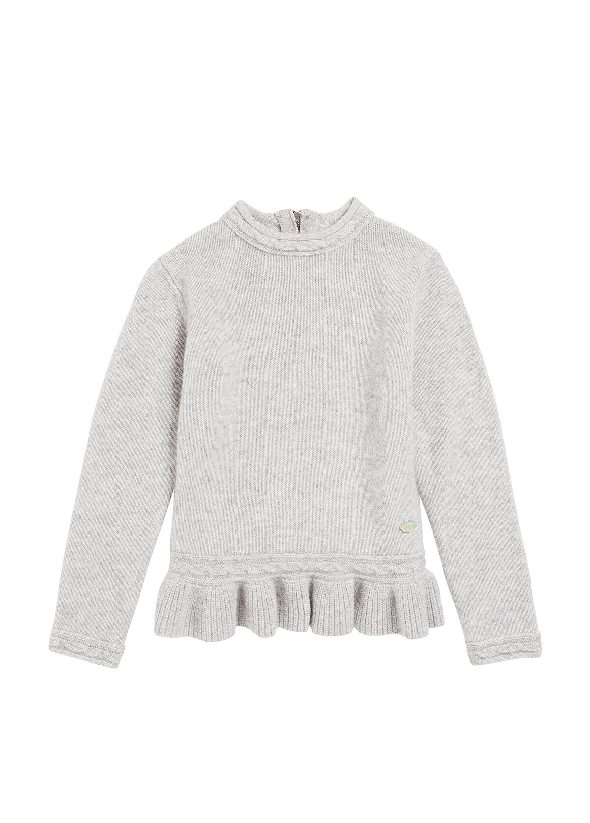 Tartine Et Chocolat Grey Cashmere Long Sleeve Girl's Sweater - 1