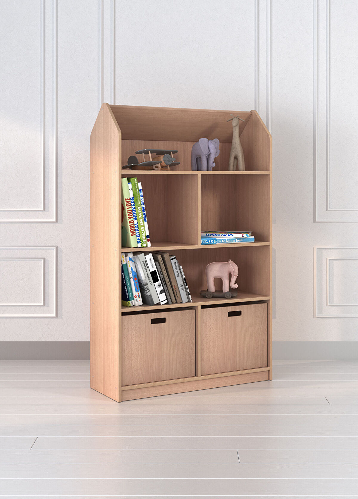 Woody&Happy Toy House Naturel Çocuk Kitaplık - 3