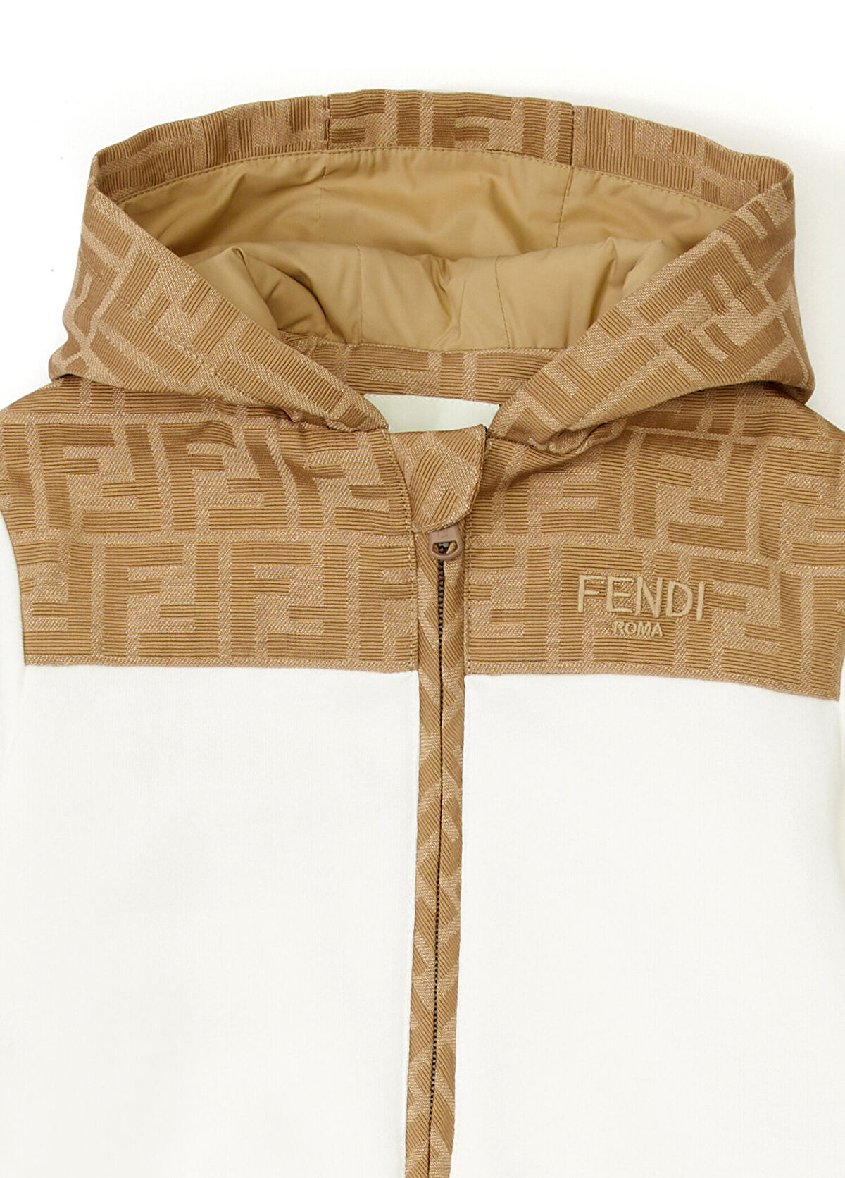 Fendi White Beige Hooded Baby Boy Sweatshirt - 3