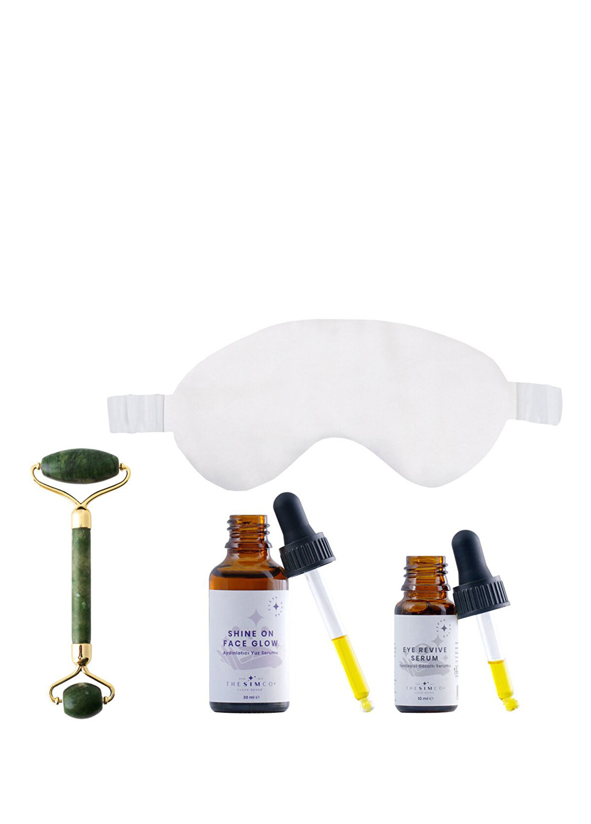 The Sim Co. Beauty Sleep Beyaz Uyku Maskesi-Masaj Aleti-Aydınlatıcı Serum 30 ml ve Yenileyici Serum 10 ml Cilt Bakım Seti - 1