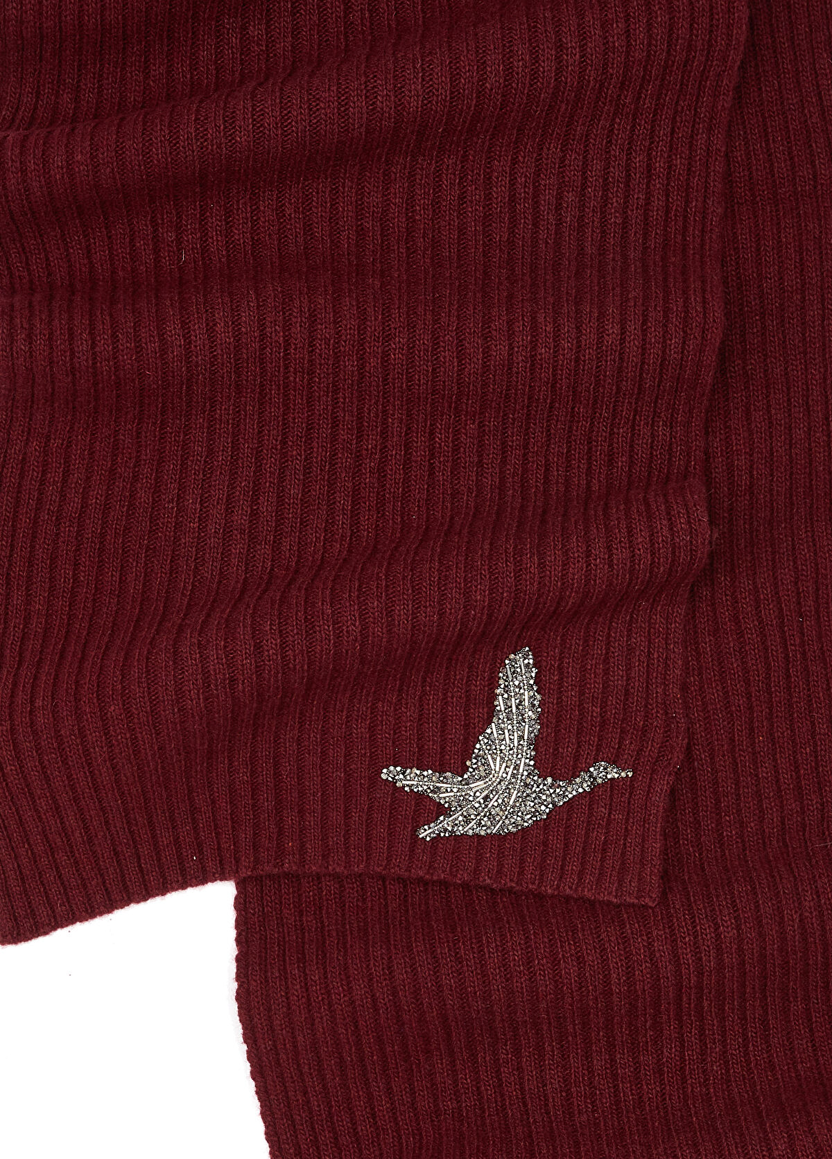 Beymen Club Burgundy Rib Women's Wool Scarf - 3