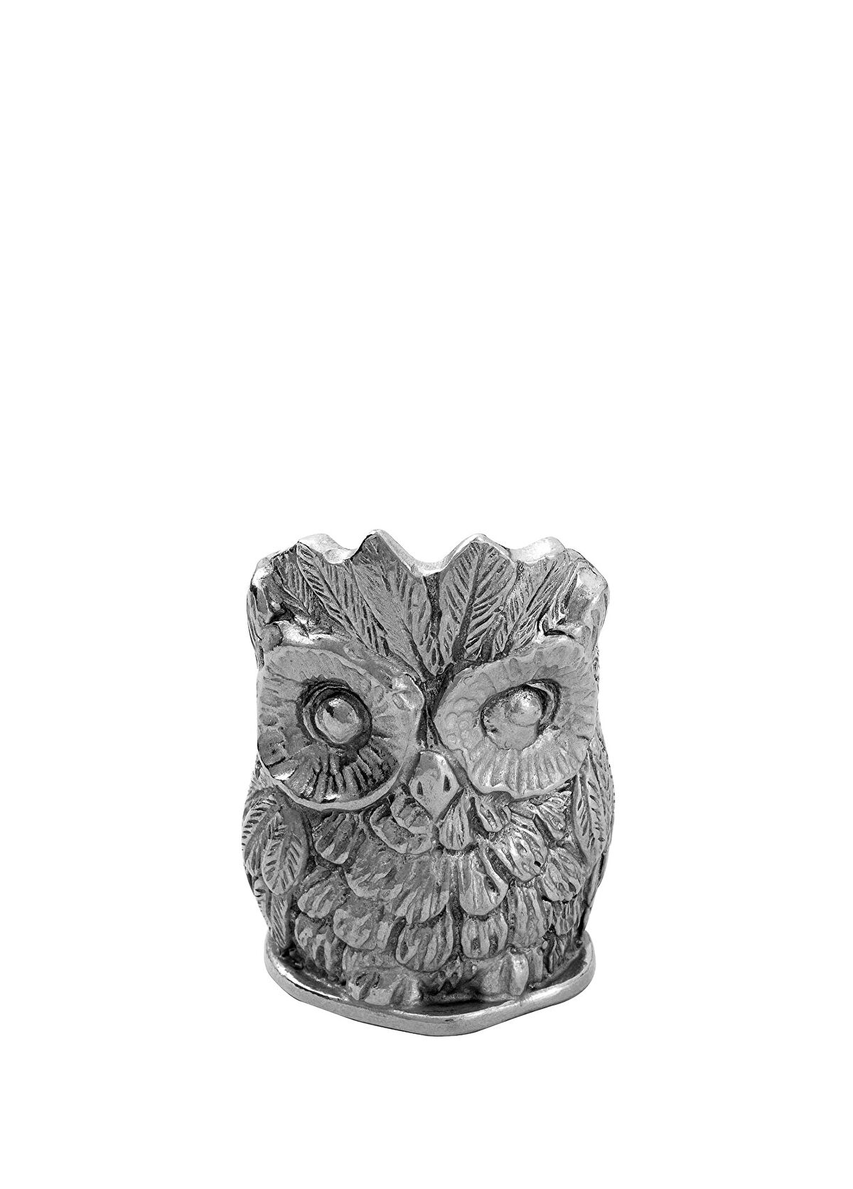King's Pewter Owl Figured Pewter Toothpick Holder - 1