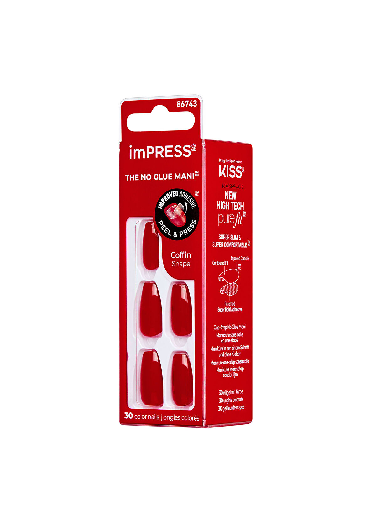 Impress Color Kırmızı Kendinden Yapışkanlı Uzun Takma Tırnak  - 3