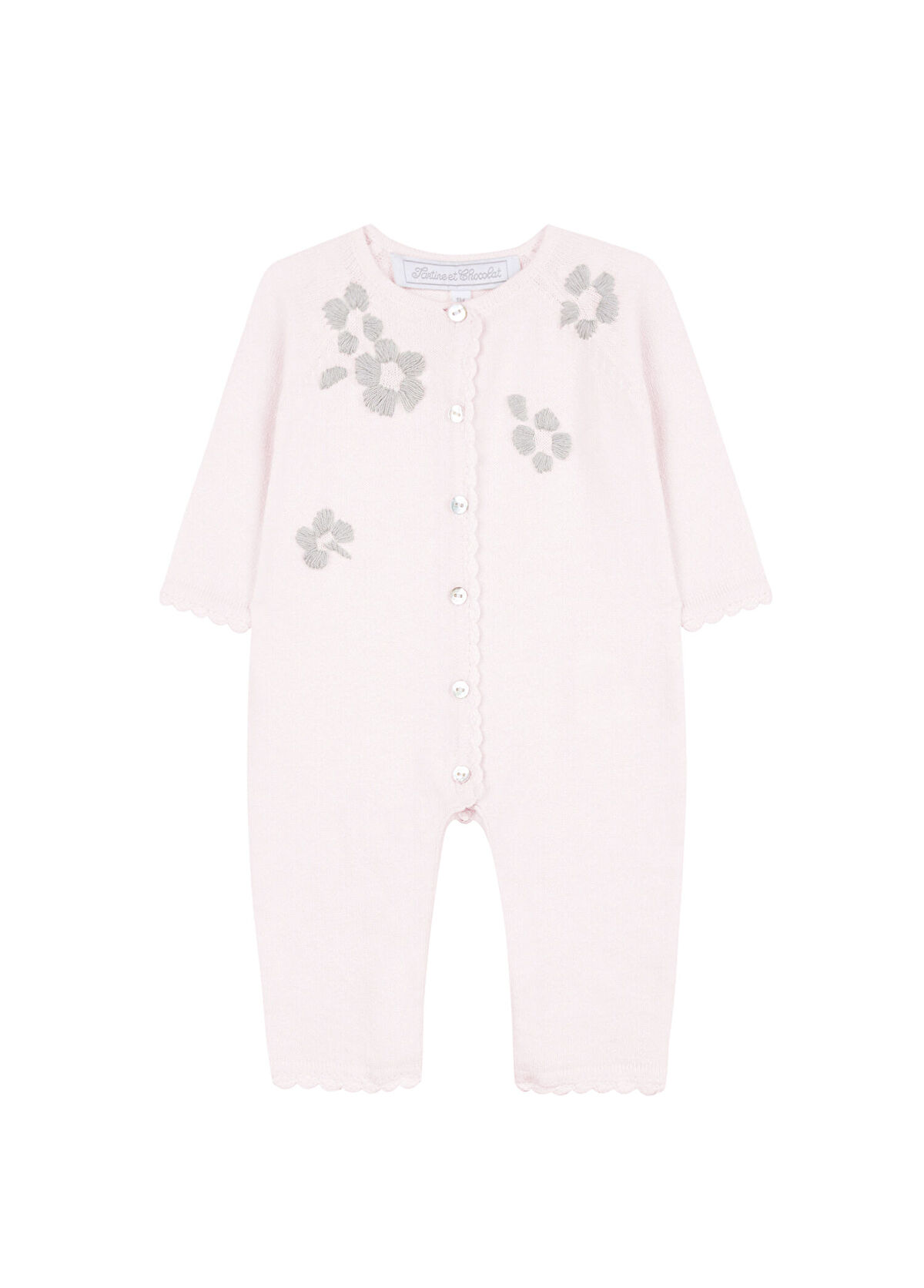 Tartine Et Chocolat Pembe Triko Düğmeli Kız Bebek Tulum - 1