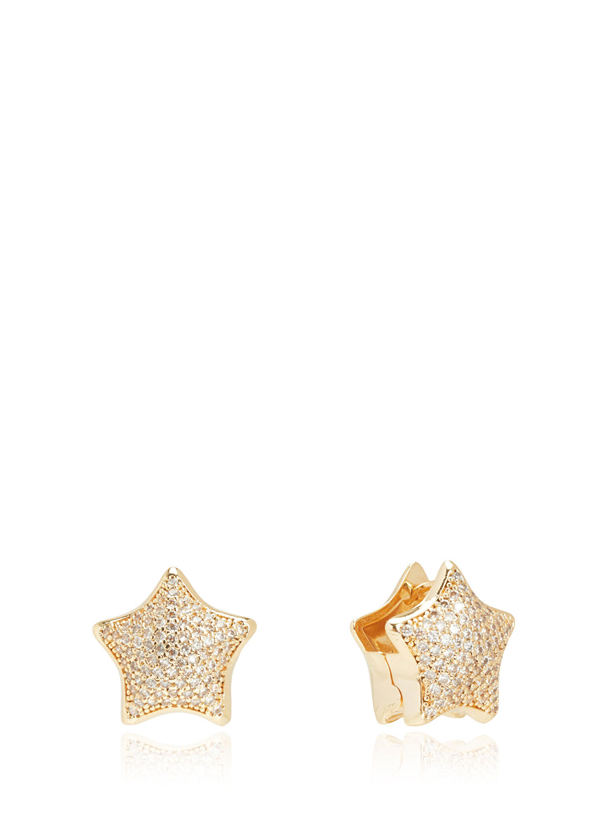 Beymen Club Gold Star Zircon Women's Earrings - 3