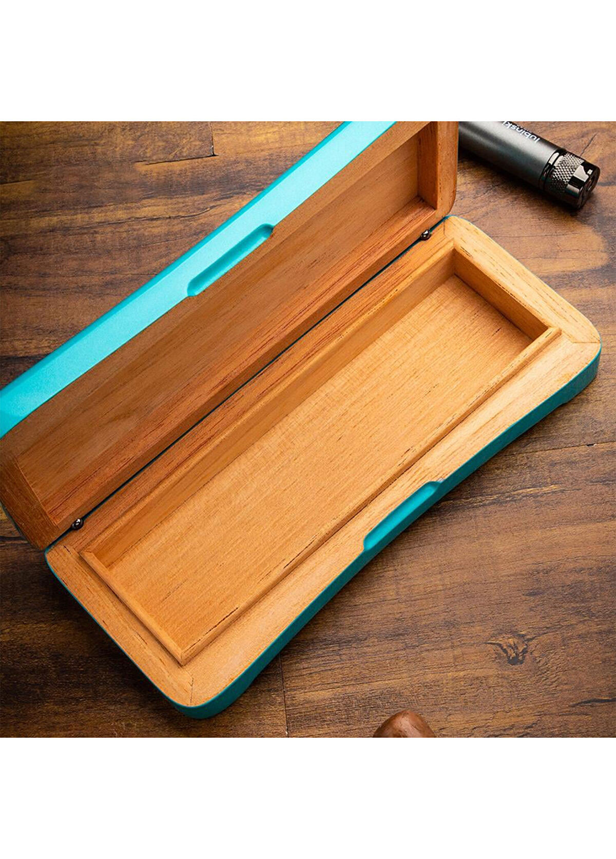 Lubinski Mavi Lake Yeni Stil Slim Humidor 2's Seyahat Puro Kutusu - 3