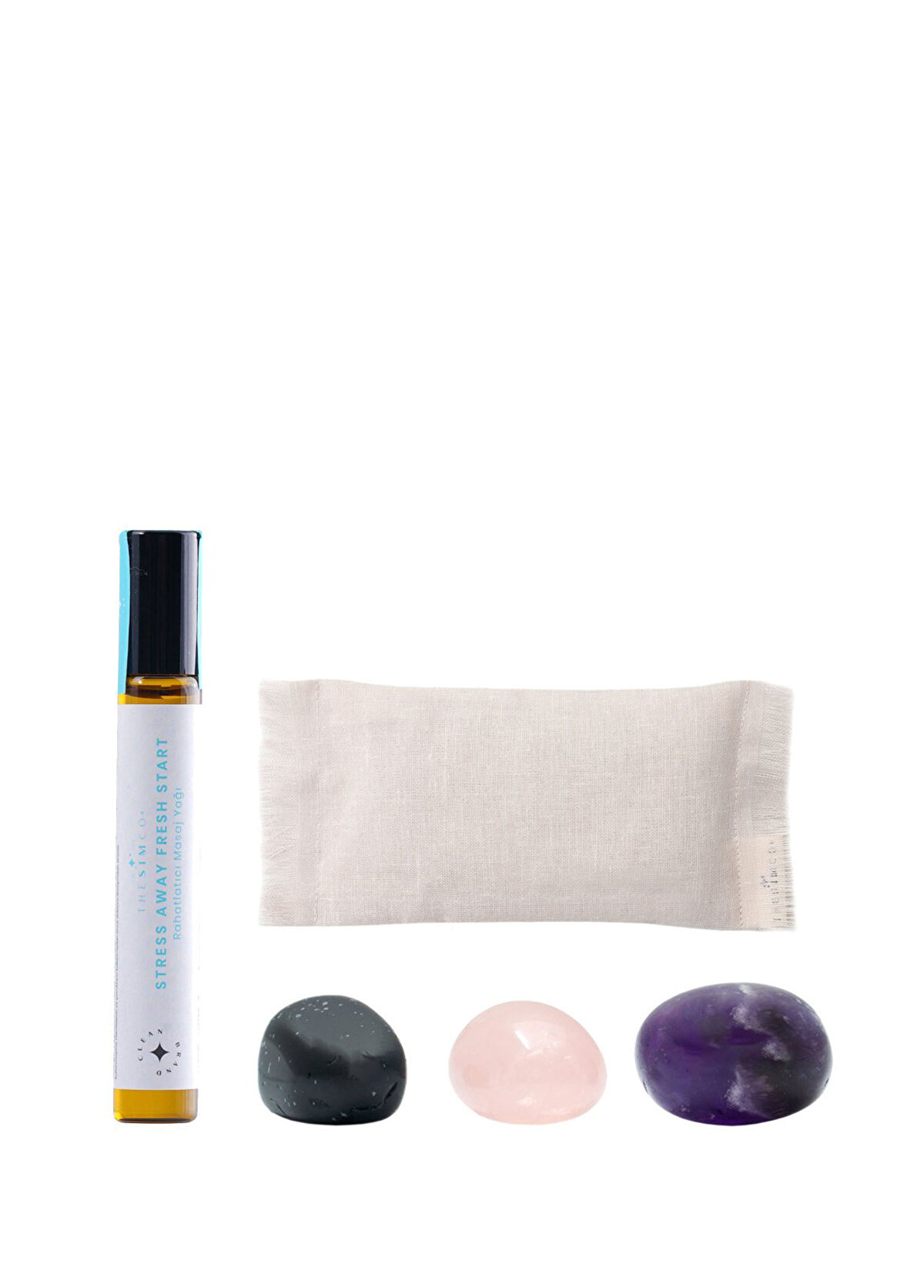 The Sim Co. Stress Relief 3'lü Kuvars ve Rahatlatıcı Masaj Yağı 10 ml Cilt Bakım Seti - 1