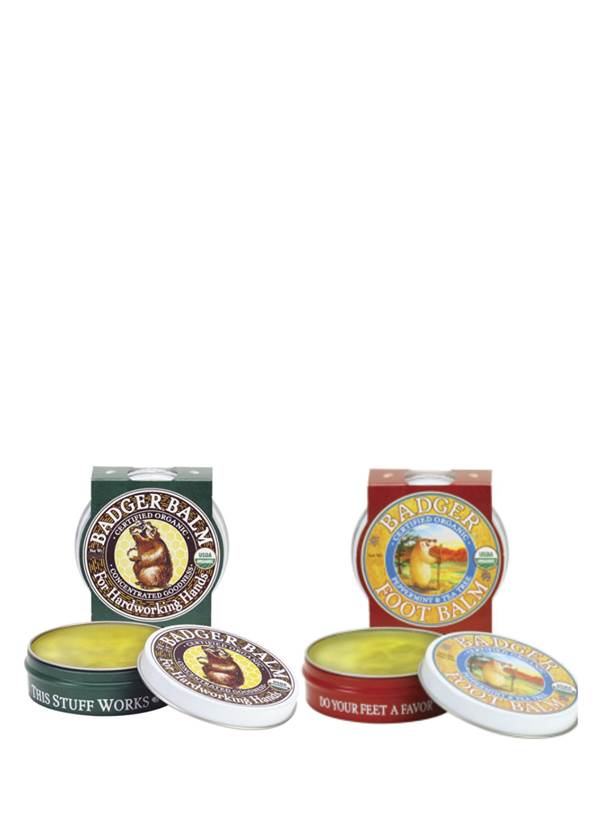 Badger Hardworking Hands & Foot Balm Organik Nemlendirici El ve Ayak Kremi 2'li Set - 1