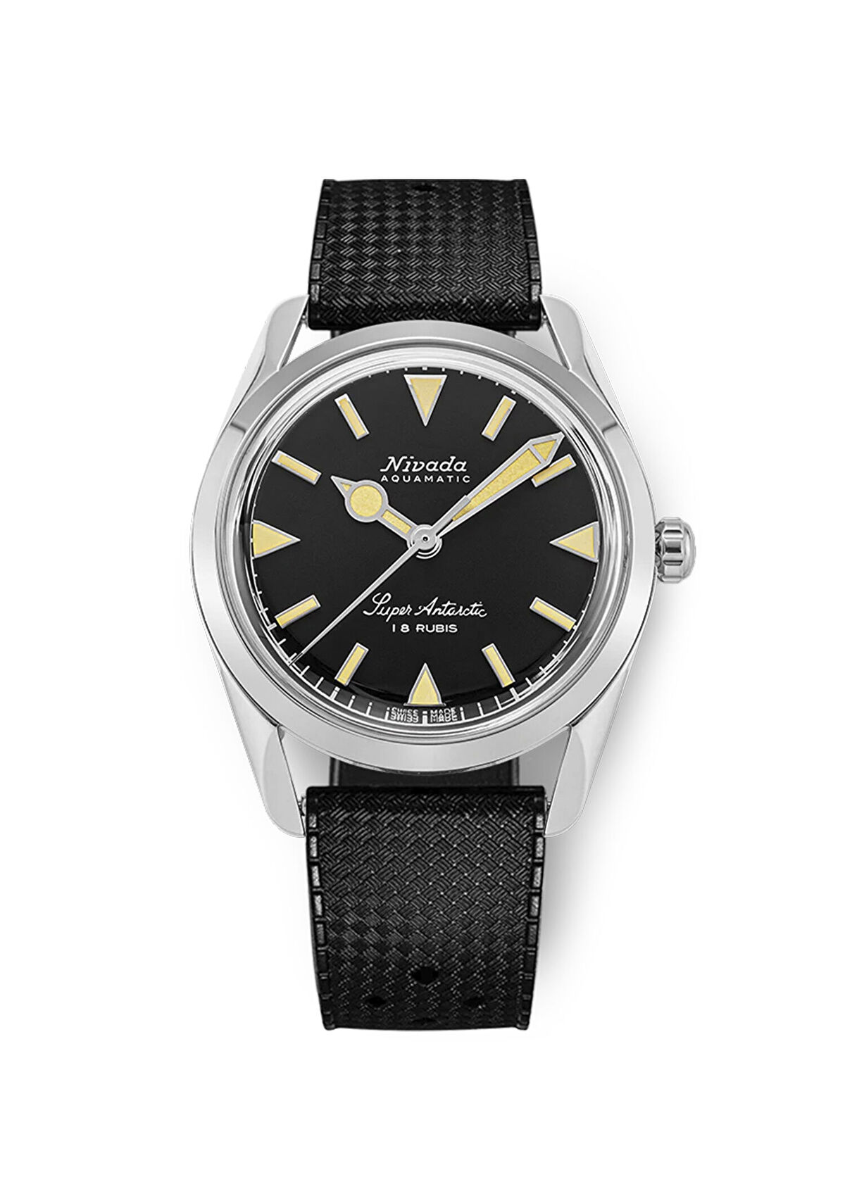 Nivada Grenchen Super Antarctic Black Beige Luminova 35013M01 Siyah Deri Kurmalı Erkek Kol Saati - 1