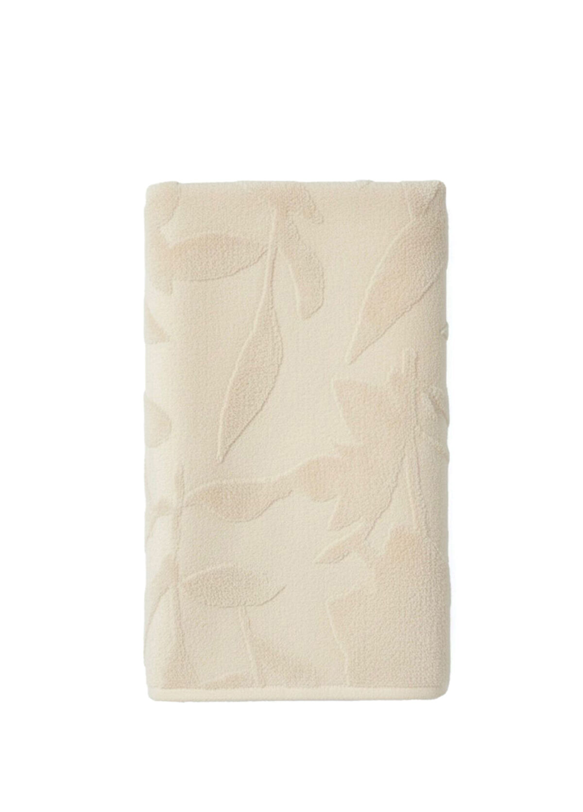 Azur.co - Bloom Krem Rengi Pamuklu Banyo Havlusu 76 x 137 cm - Krem