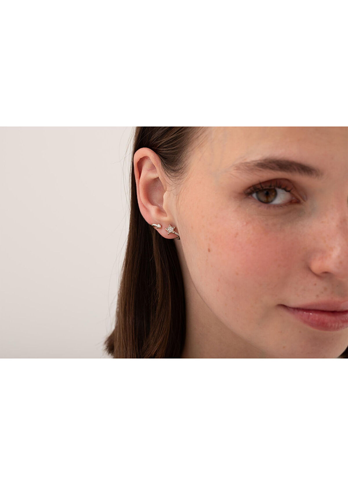 Reis Kuyumculuk Star 14 Ayar Rose Altın Kadın Küpe - 3