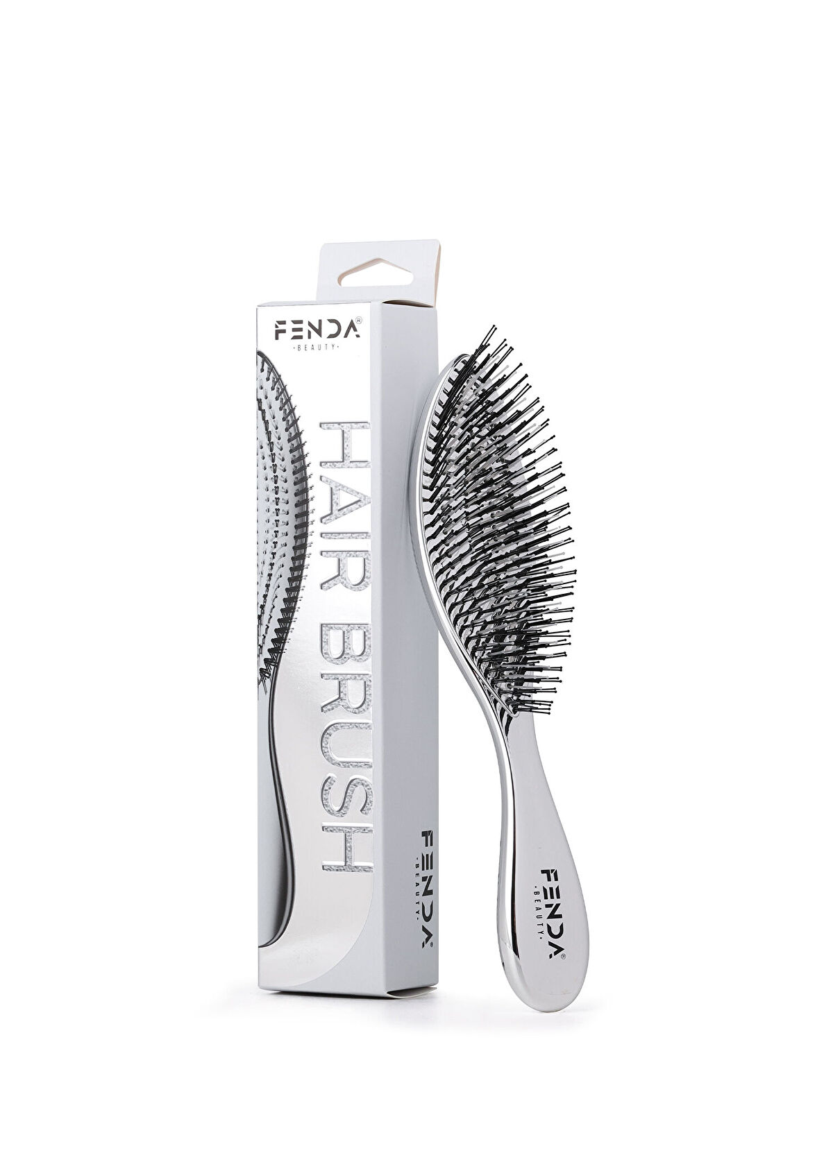 FENDA Professional Chrome Silver 4-Pin Narrow Head Silver Hair Brush - 1