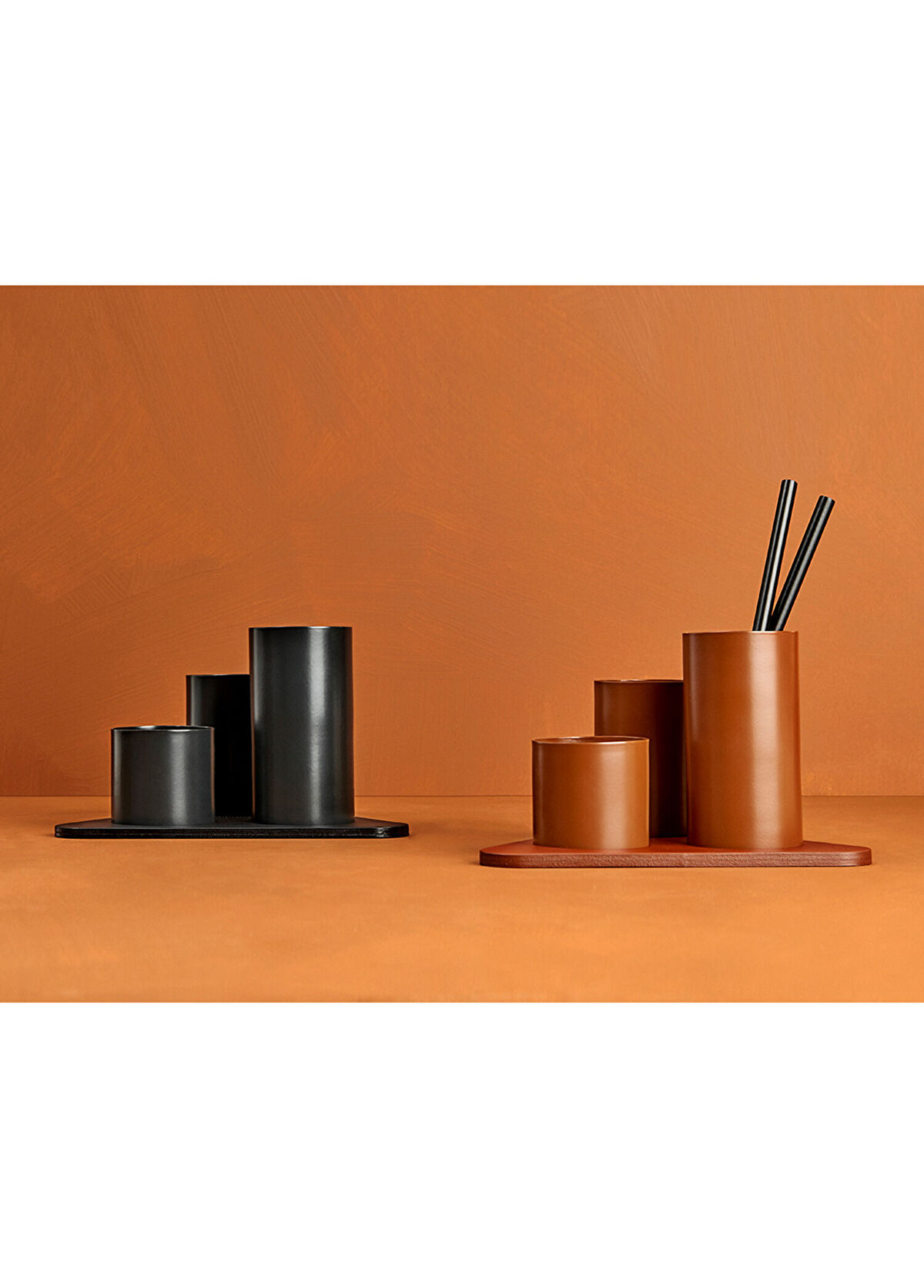 Uniqka Manhattan Brown Leather Pen Holder - 3