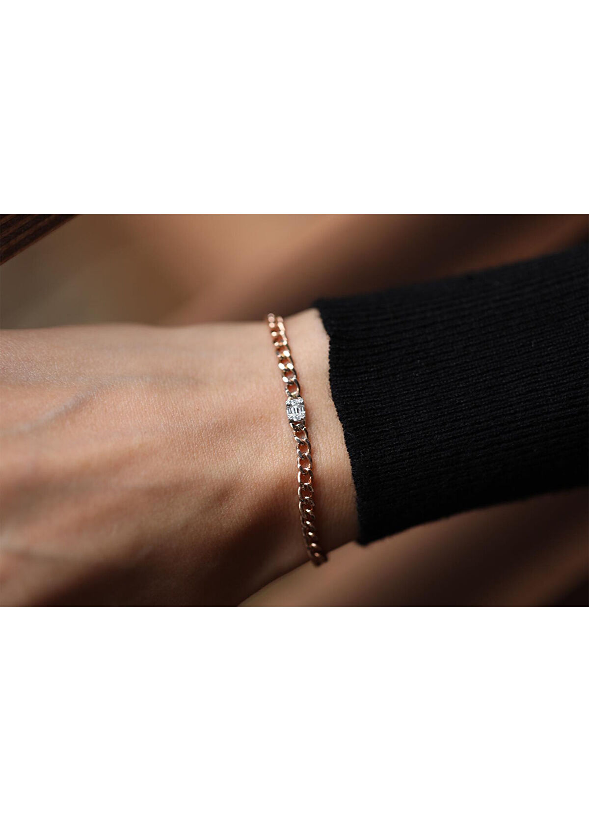 Reis Kuyumculuk Künye 14 Ayar Rose Altın Kadın Pırlanta Bileklik - 3