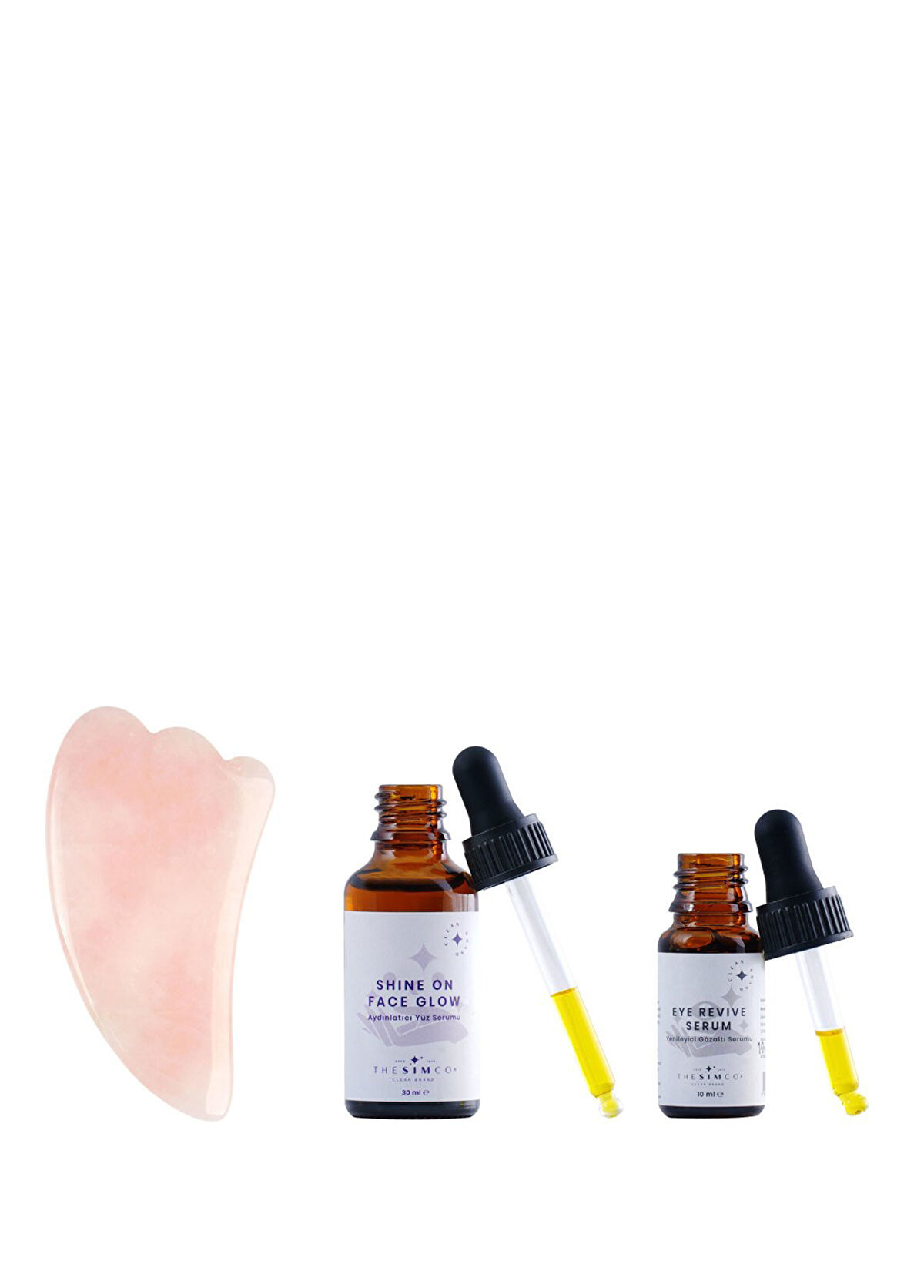 The Sim Co. Face Glow Pembe Kuvars Taşı-Aydınlatıcı Serum 30 ml ve Yenileyici Serum 10 ml Cilt Bakım Seti - 1