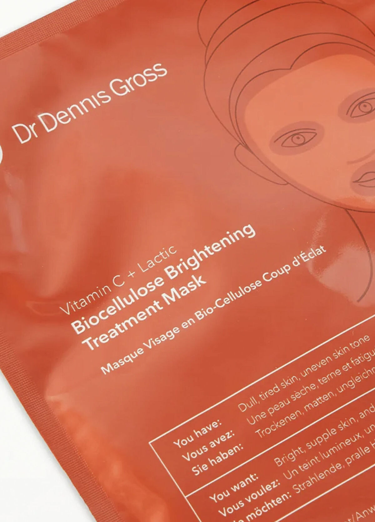Dr. Dennis Gross Vitamin C Lactic Biocellulose Brightening Treatment 1 Adet Onarıcı Yüz Maskesi  - 3