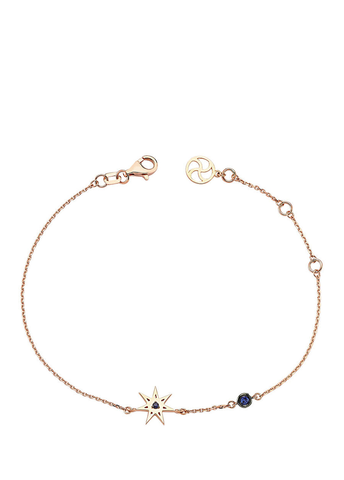Bee Goddess Fairy Star Blue Sapphire Gold Charm Bracelet - 1