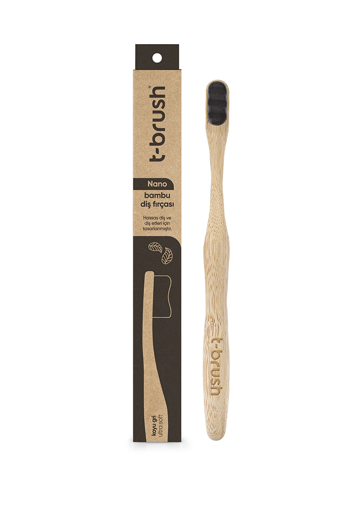 T-Brush Nano Vegan Bambu Ultra Soft Koyu Gri Diş Fırçası - 1